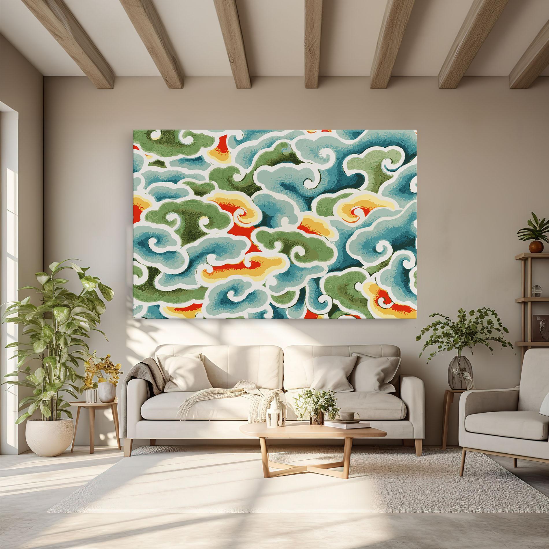 Leinwandbild Green Blue Clouds mockup 6