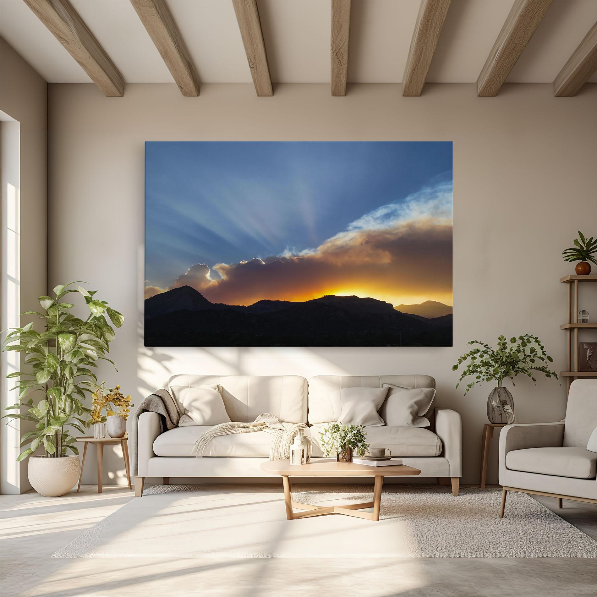 Leinwandbild Mountain Silhouette Sunrise mockup 6