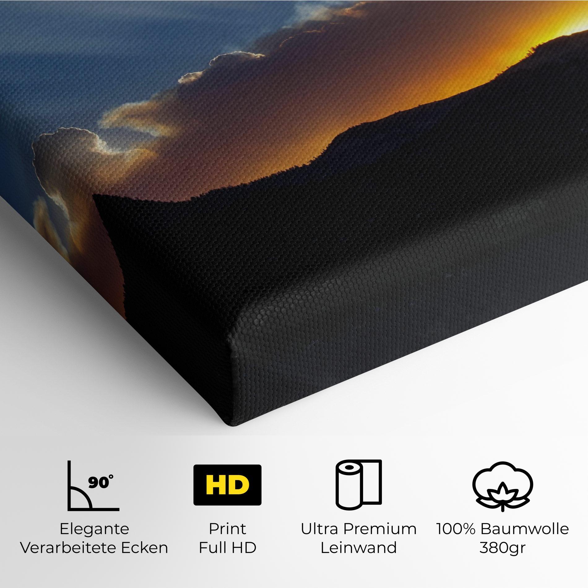 Leinwandbild Mountain Silhouette Sunrise mockup 4