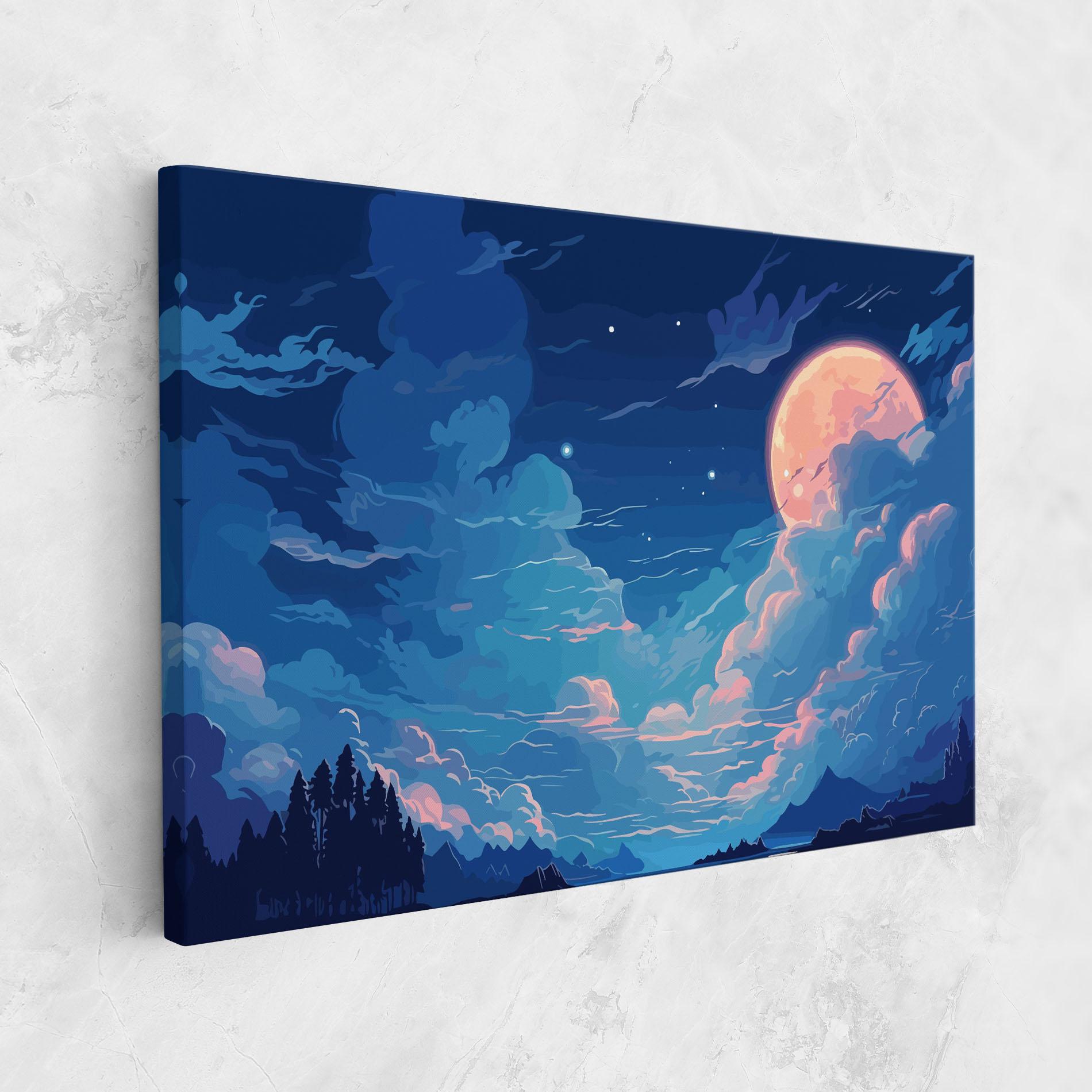 Leinwandbild Blue Cloud Moon mockup 1