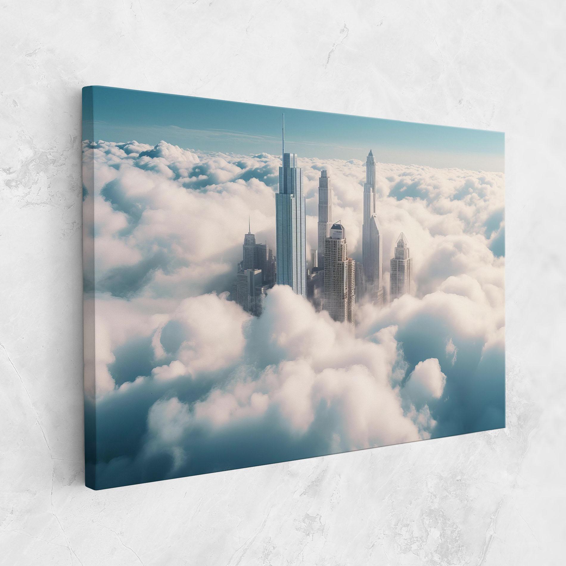 Leinwandbild City Above Clouds mockup 1