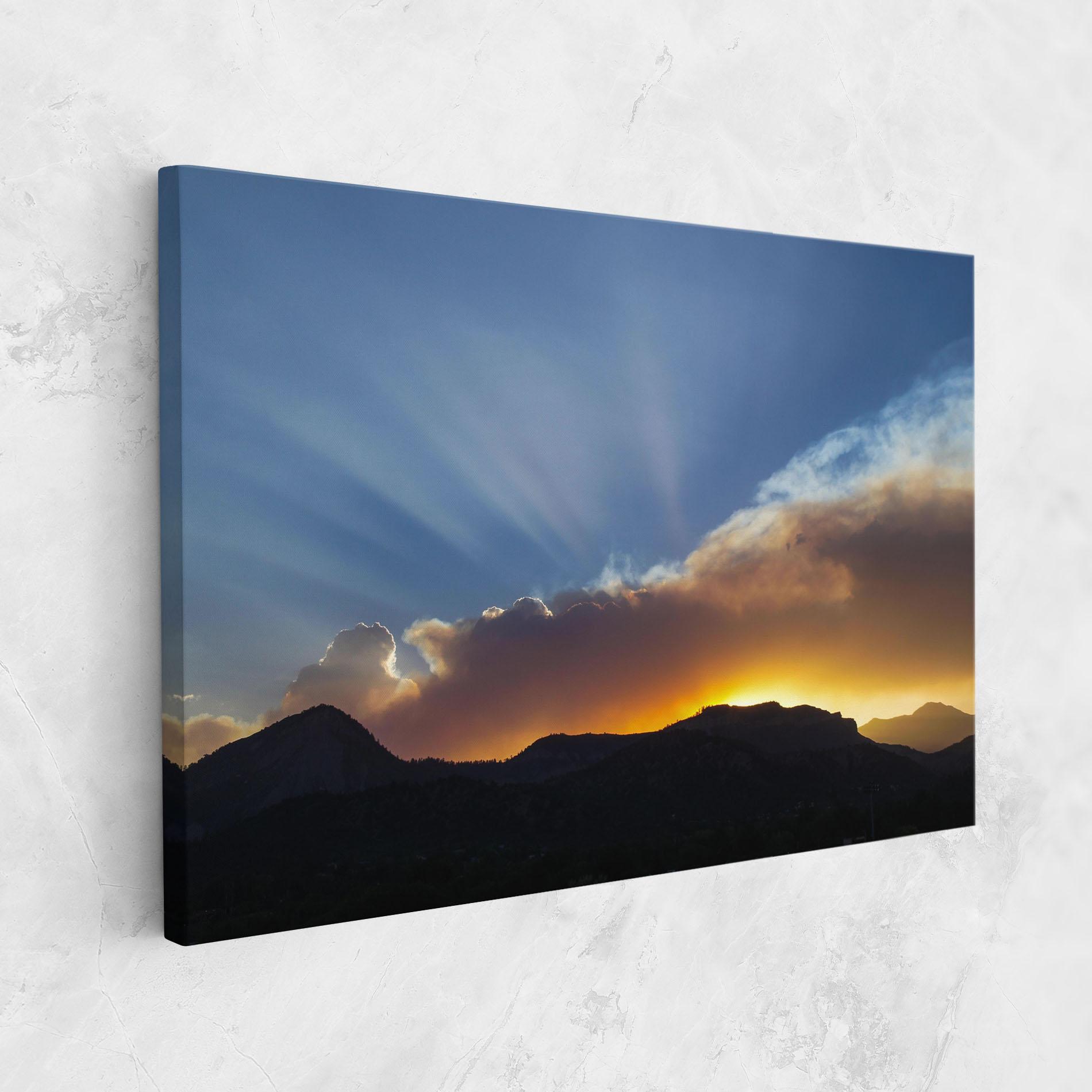Leinwandbild Mountain Silhouette Sunrise mockup 1