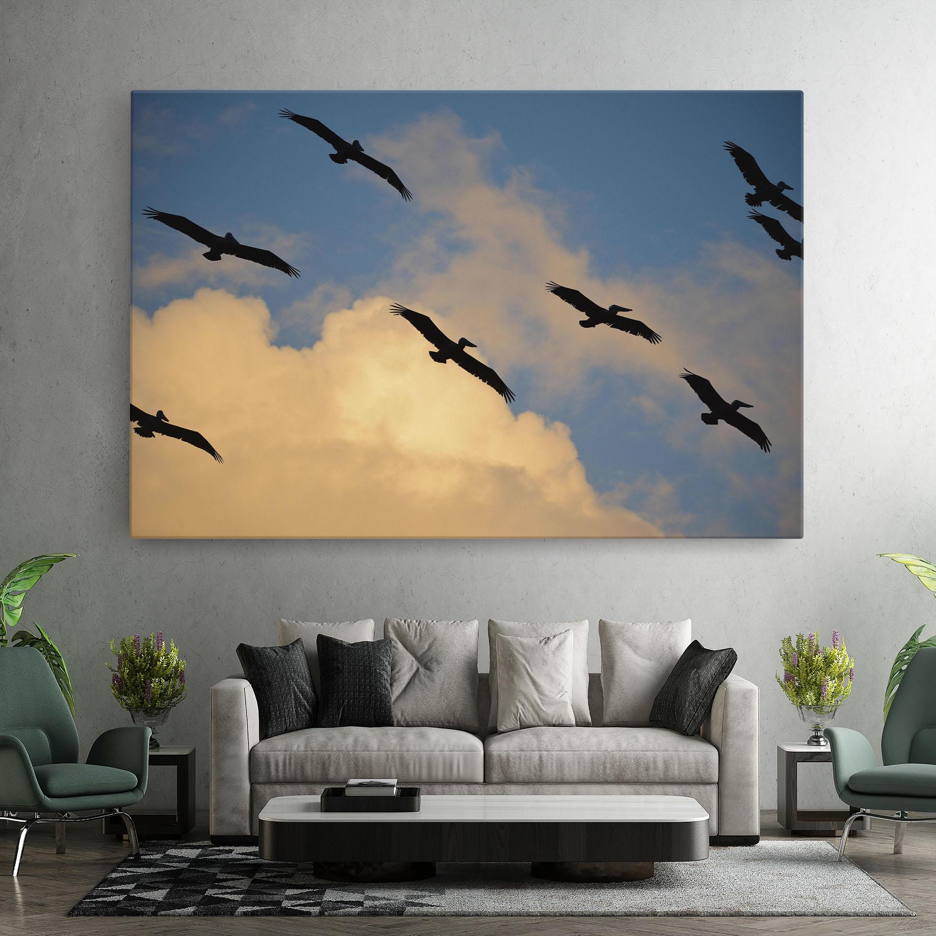 Leinwandbild Bird Shilouette Cloud mockup 7