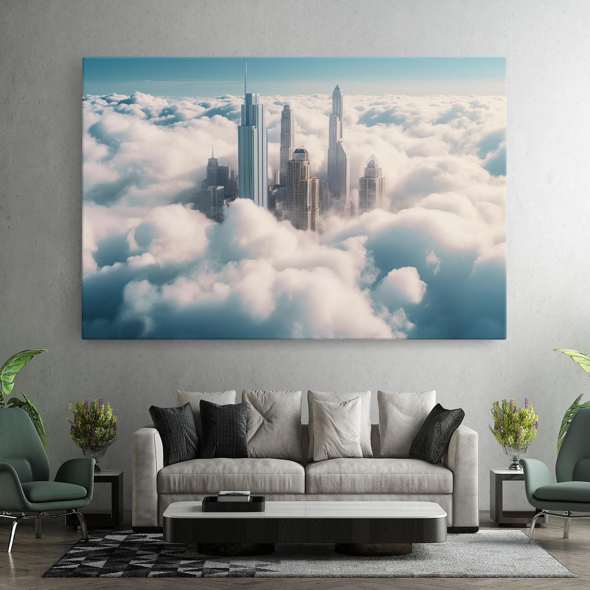Leinwandbild City Above Clouds mockup 7