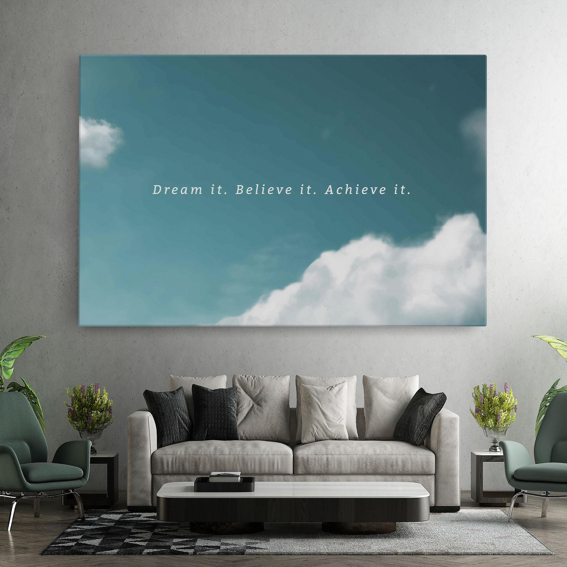 Leinwandbild Clouds Text Green mockup 7