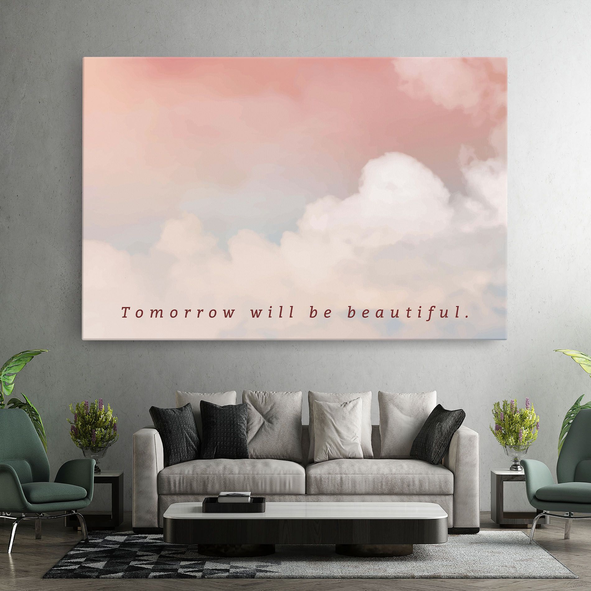 Clouds Text Pink Blue mockup 7