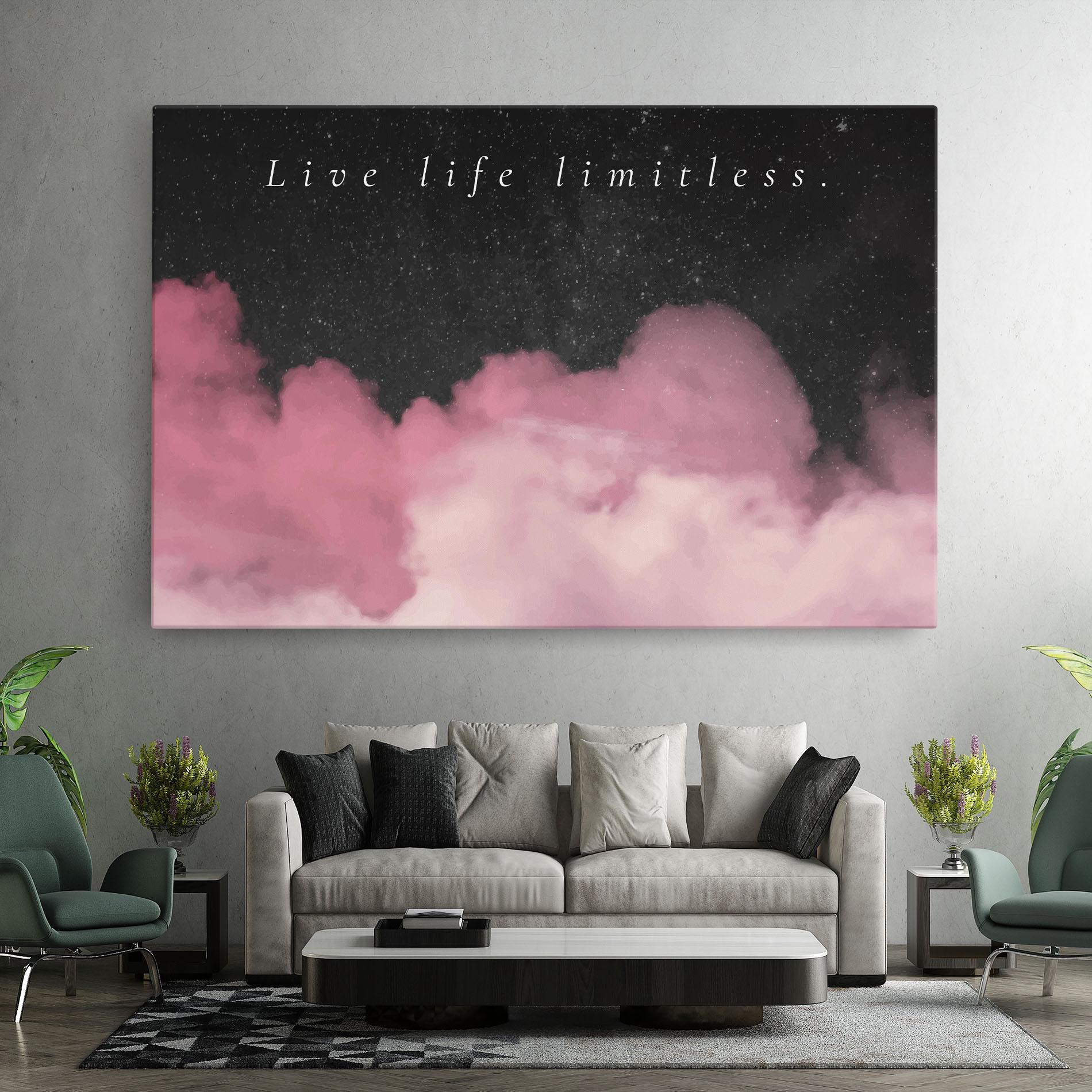 Leinwandbild Clouds Text Pink mockup 7