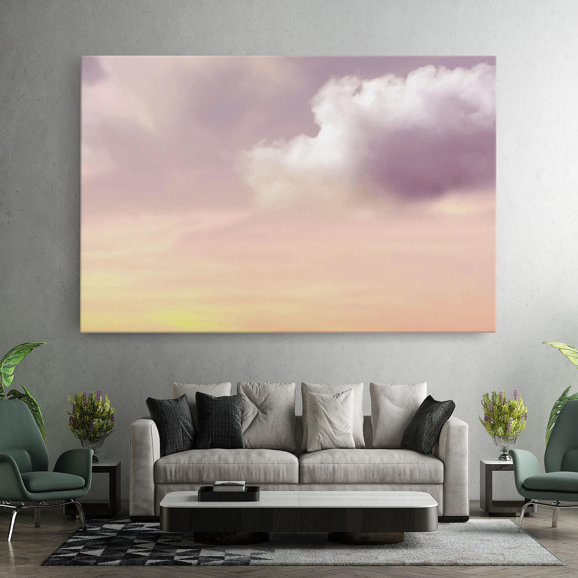 Leinwandbild Clouds Watercolor Cream mockup 7
