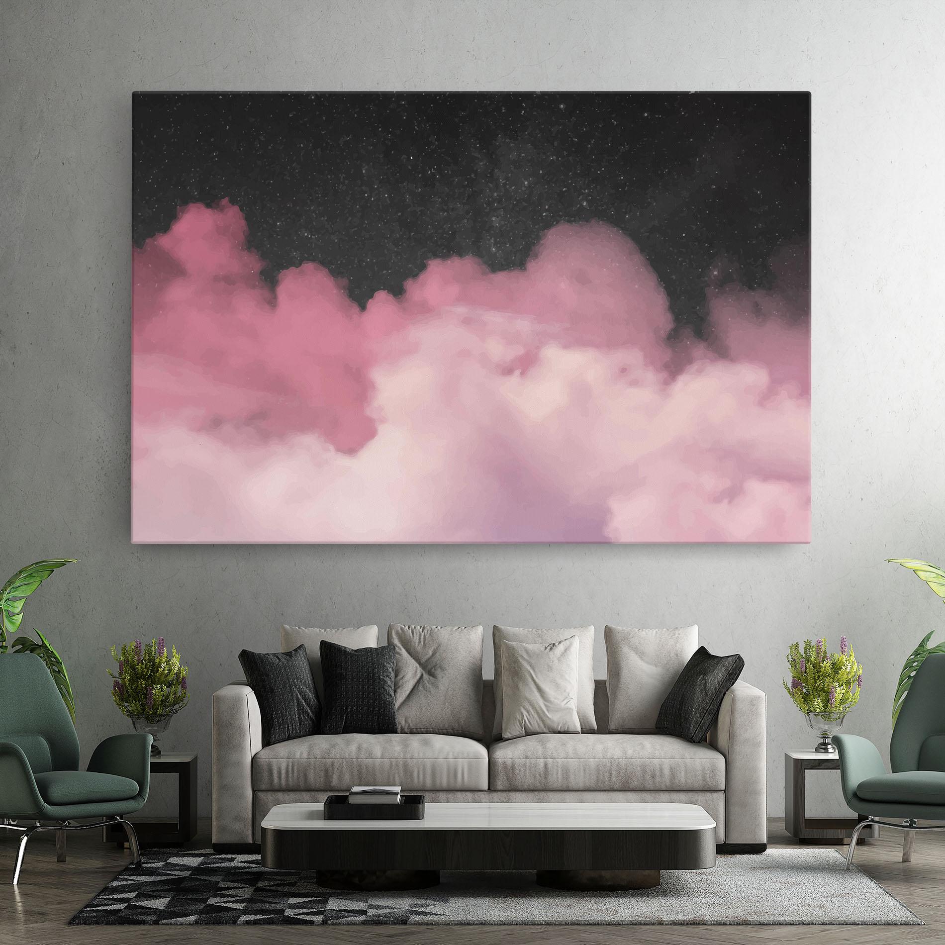 Leinwandbild Clouds Watercolor Purple mockup 7