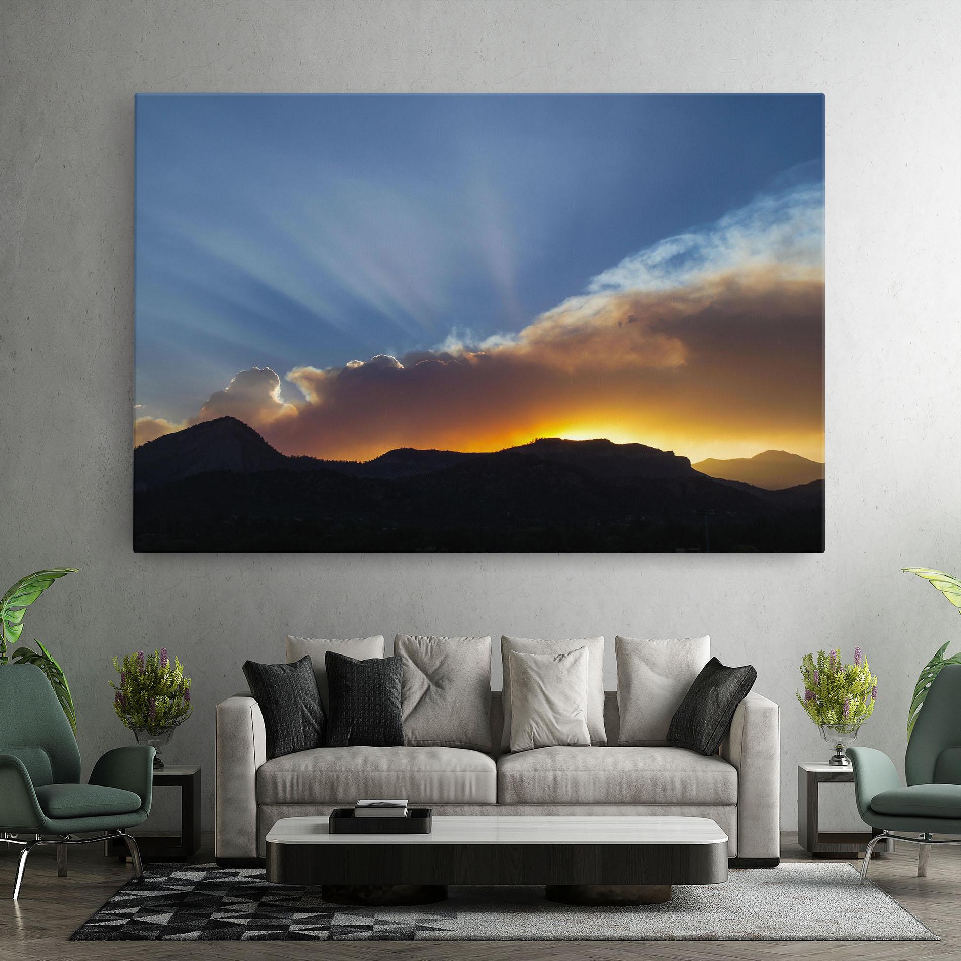 Leinwandbild Mountain Silhouette Sunrise mockup 7