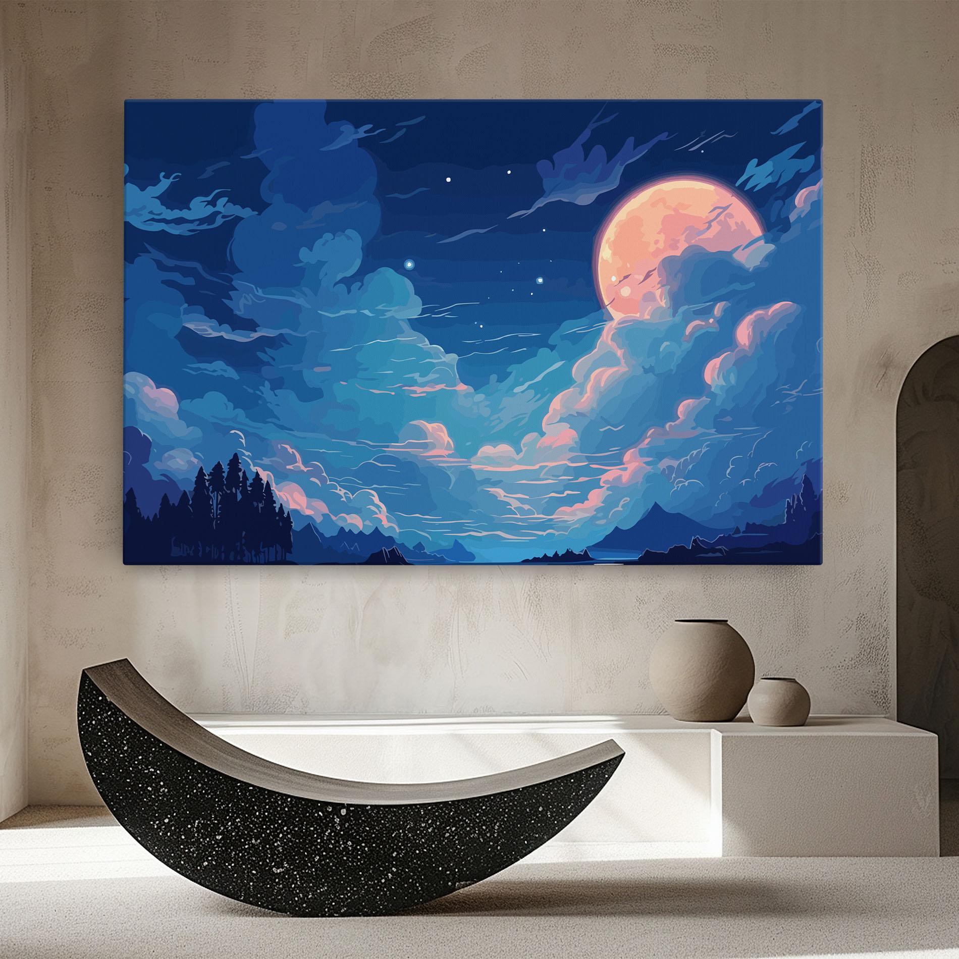 Leinwandbild Blue Cloud Moon mockup 8