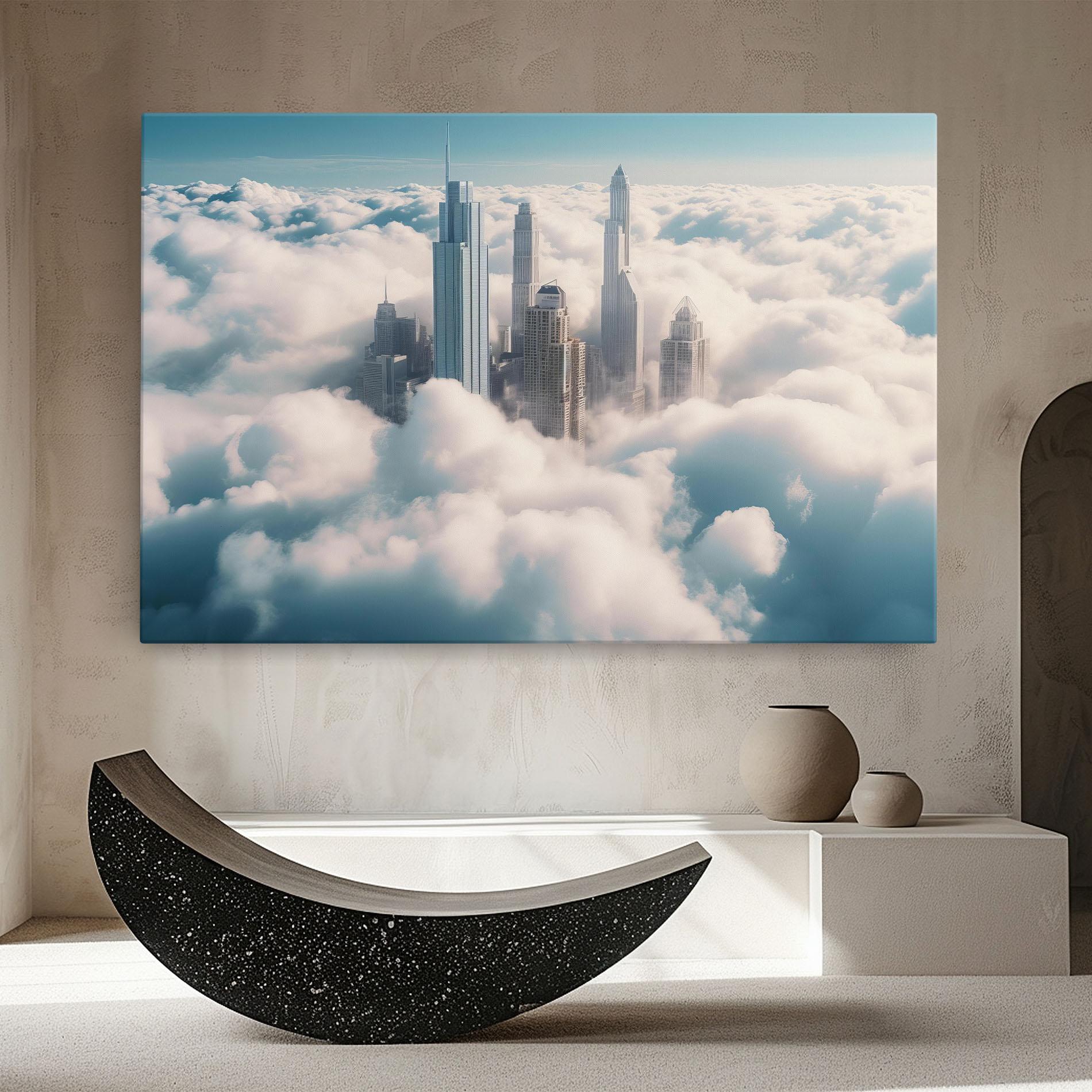 Leinwandbild City Above Clouds mockup 8