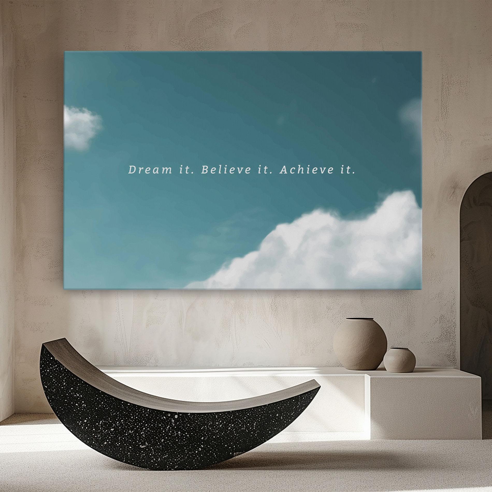 Leinwandbild Clouds Text Green mockup 8