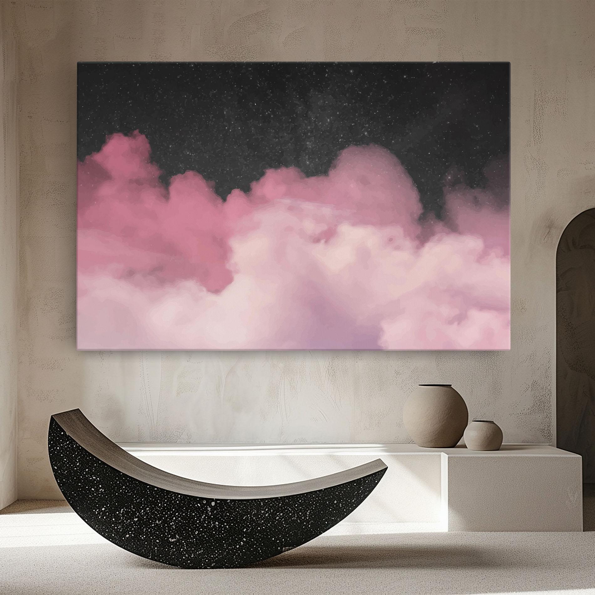 Leinwandbild Clouds Watercolor Purple mockup 8