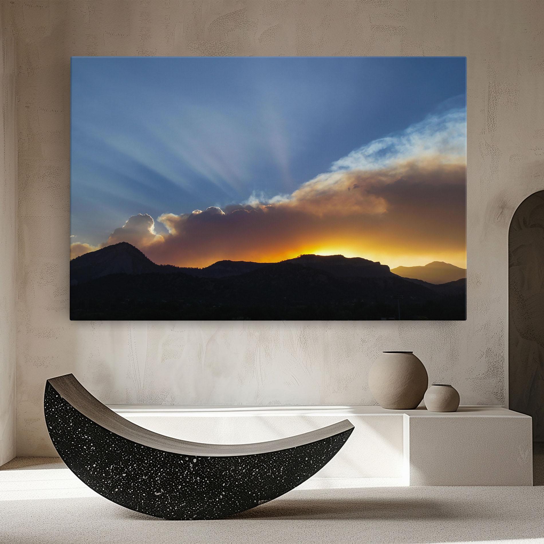 Leinwandbild Mountain Silhouette Sunrise mockup 8