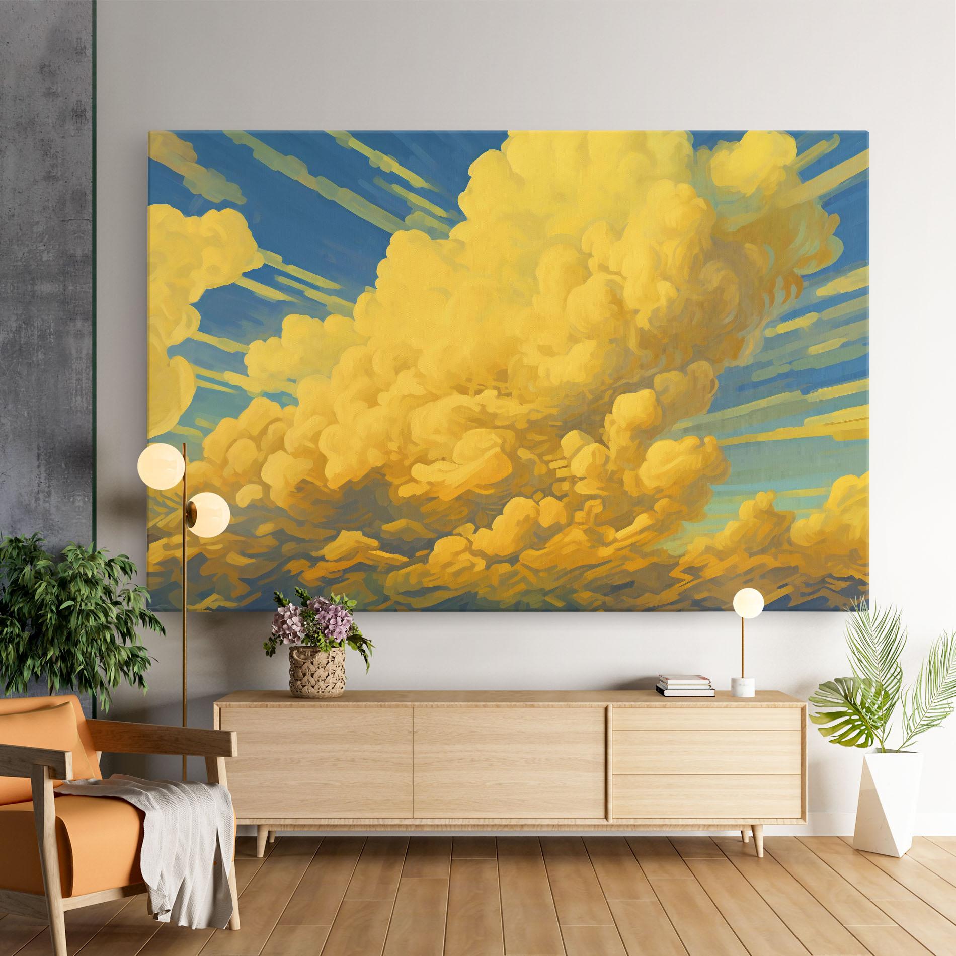 Leinwandbild Big Yellow Cloud Art mockup 9