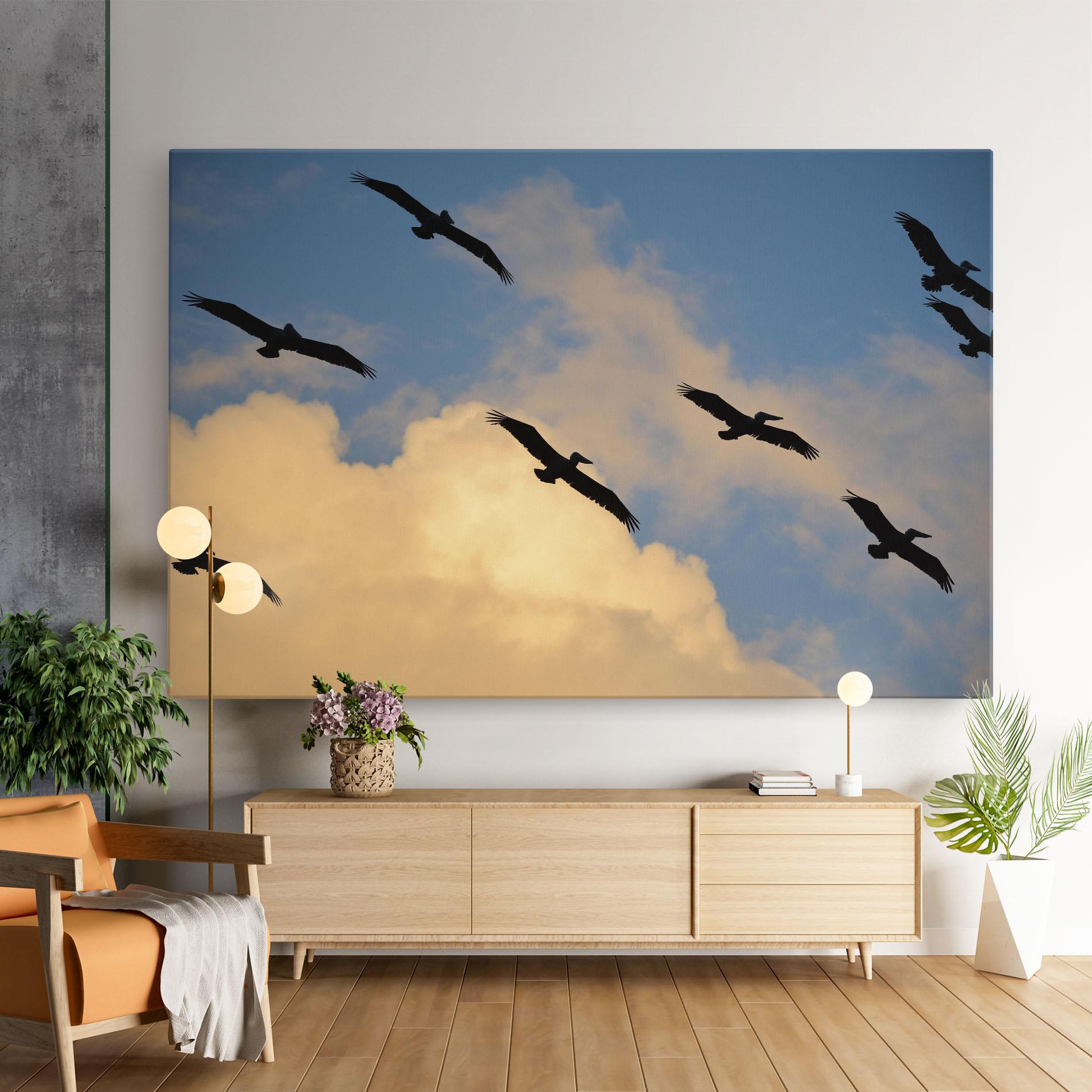 Leinwandbild Bird Shilouette Cloud mockup 9