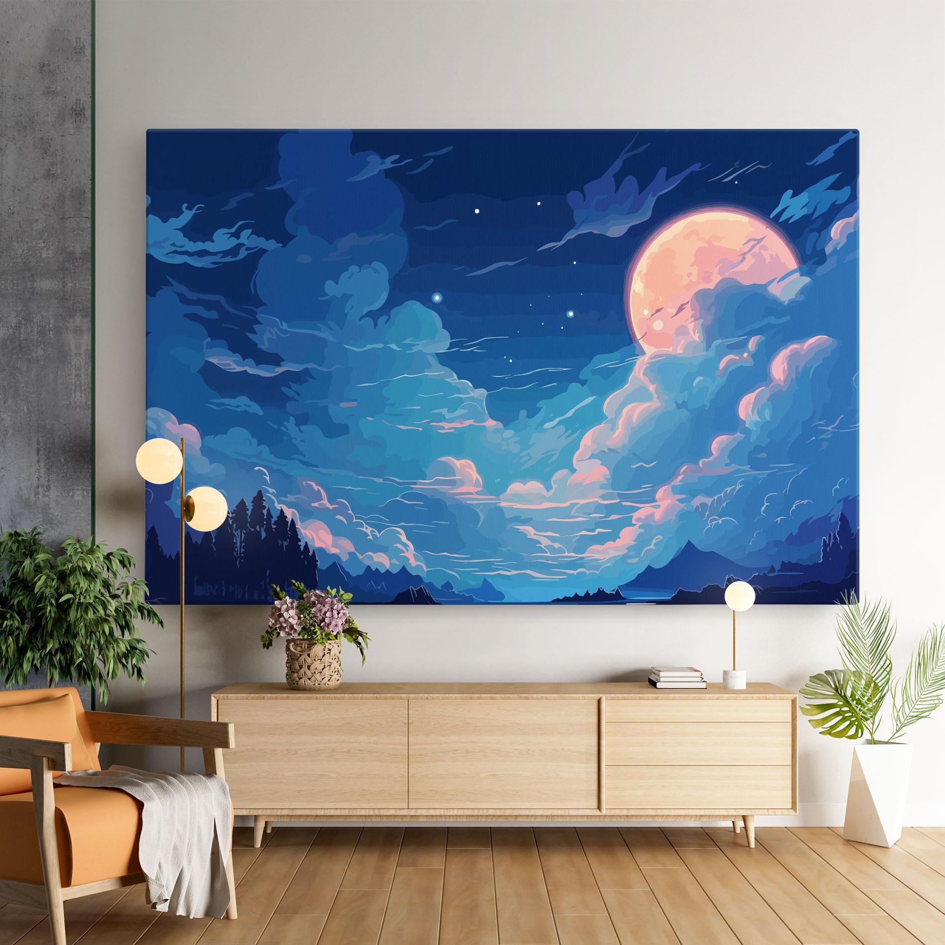 Leinwandbild Blue Cloud Moon mockup 9