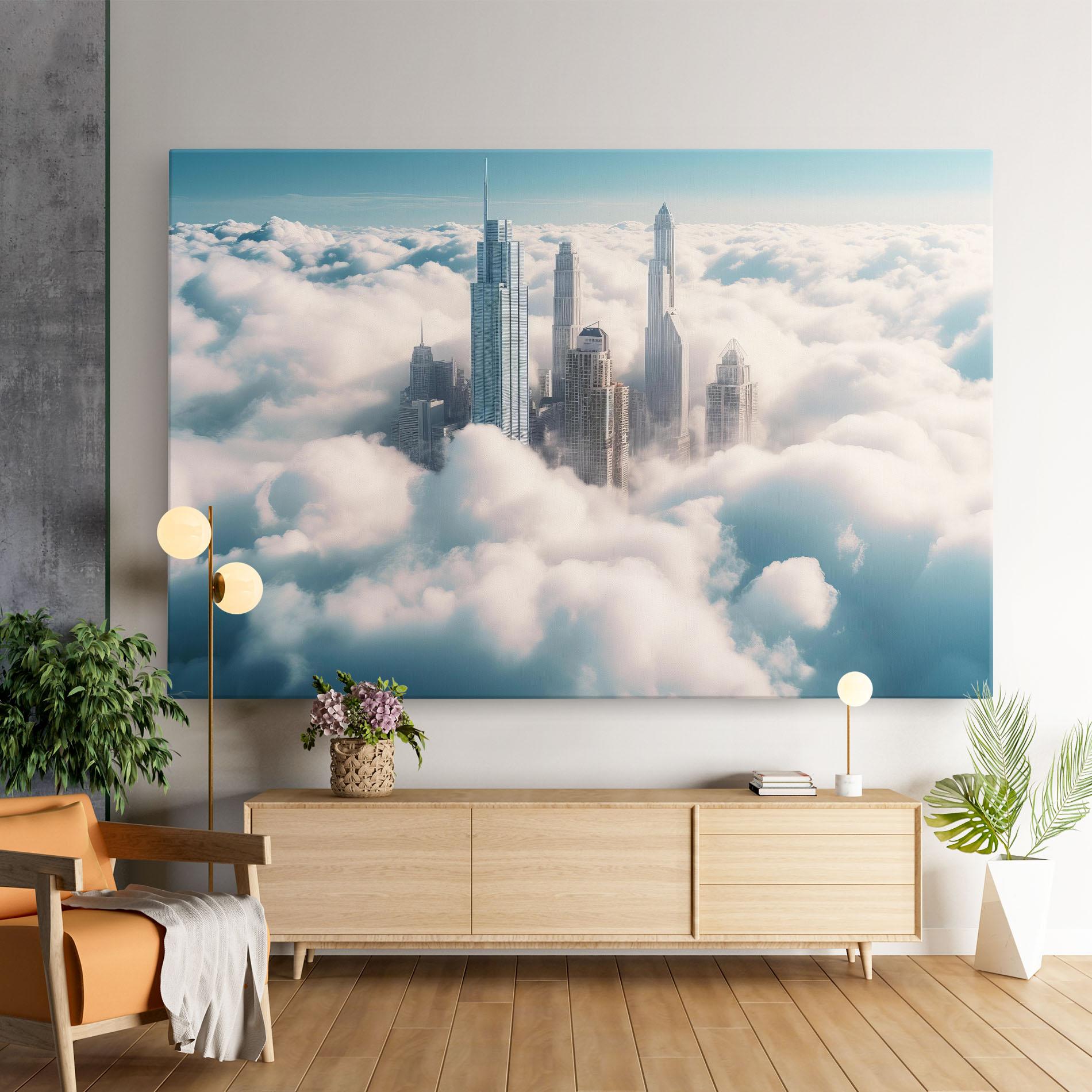 Leinwandbild City Above Clouds mockup 9
