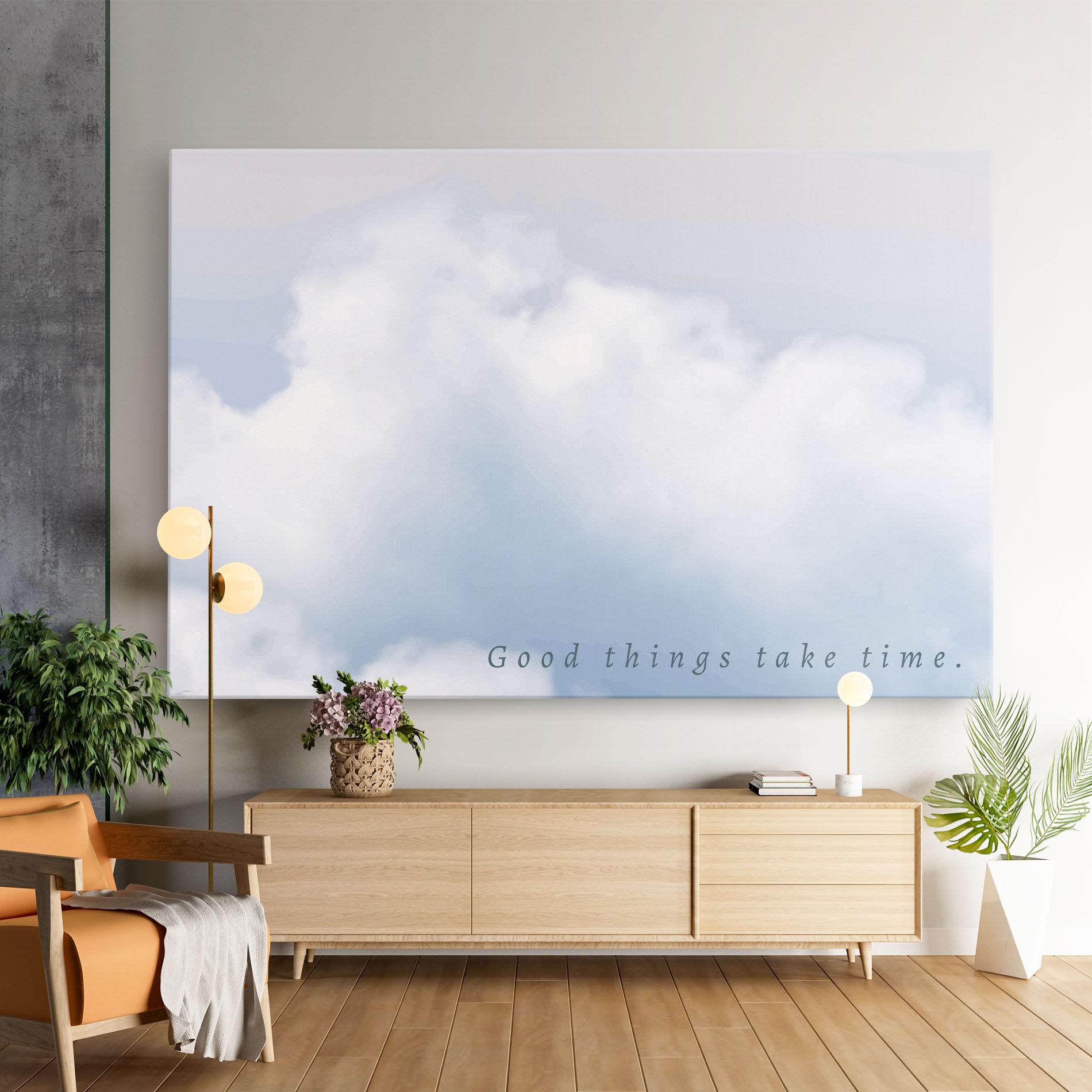Leinwandbild Clouds Text White mockup 9