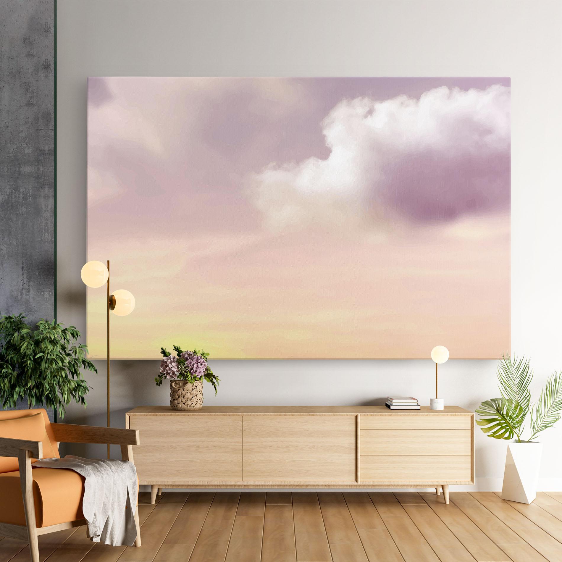 Leinwandbild Clouds Watercolor Cream mockup 9