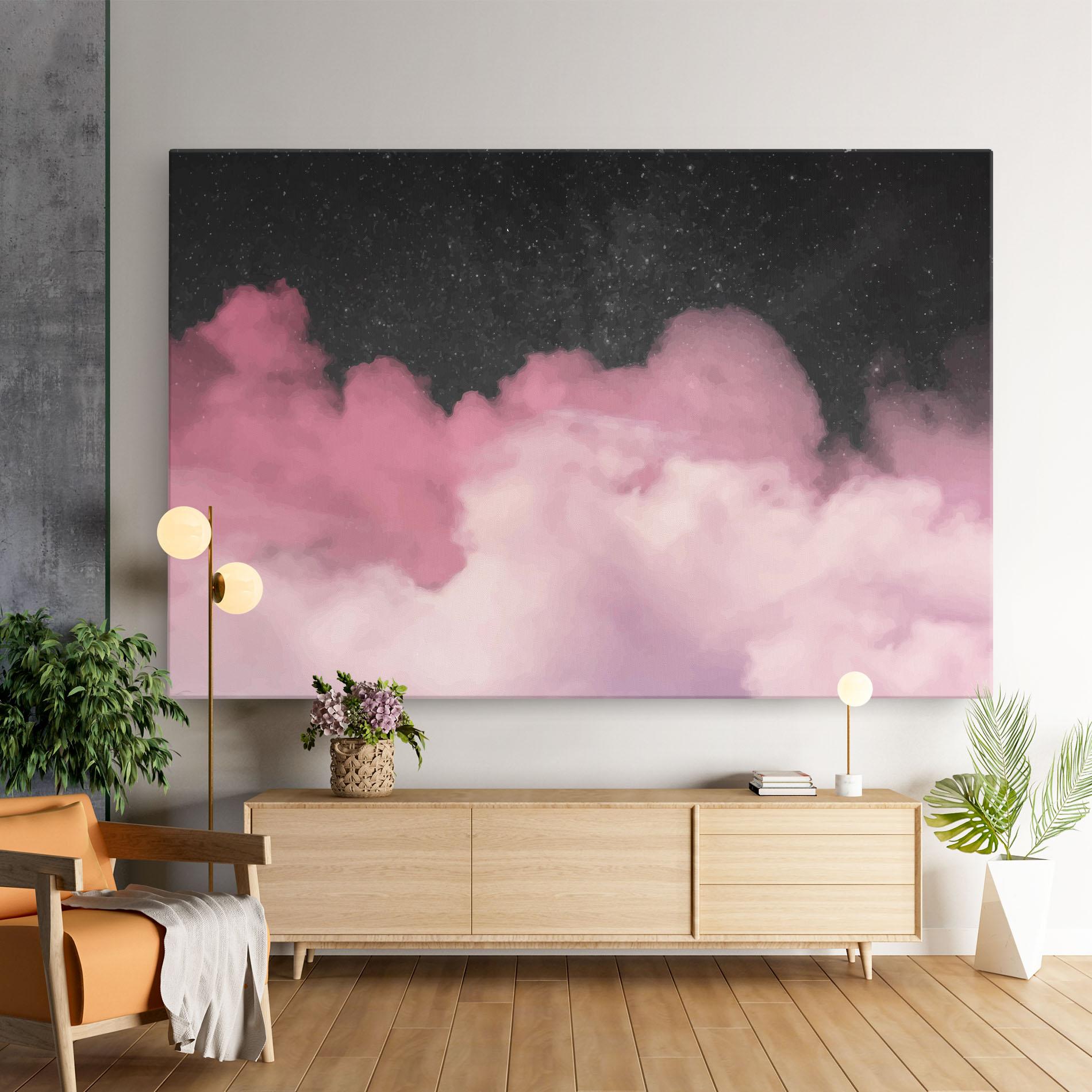 Leinwandbild Clouds Watercolor Purple mockup 9