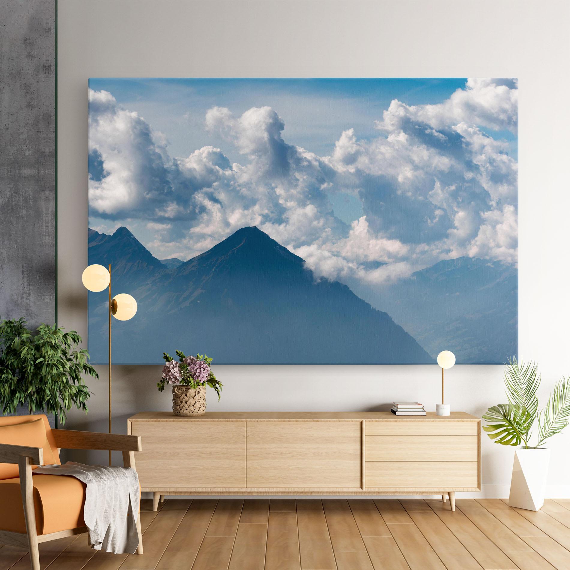Leinwandbild Cloudy View Mountain mockup 9