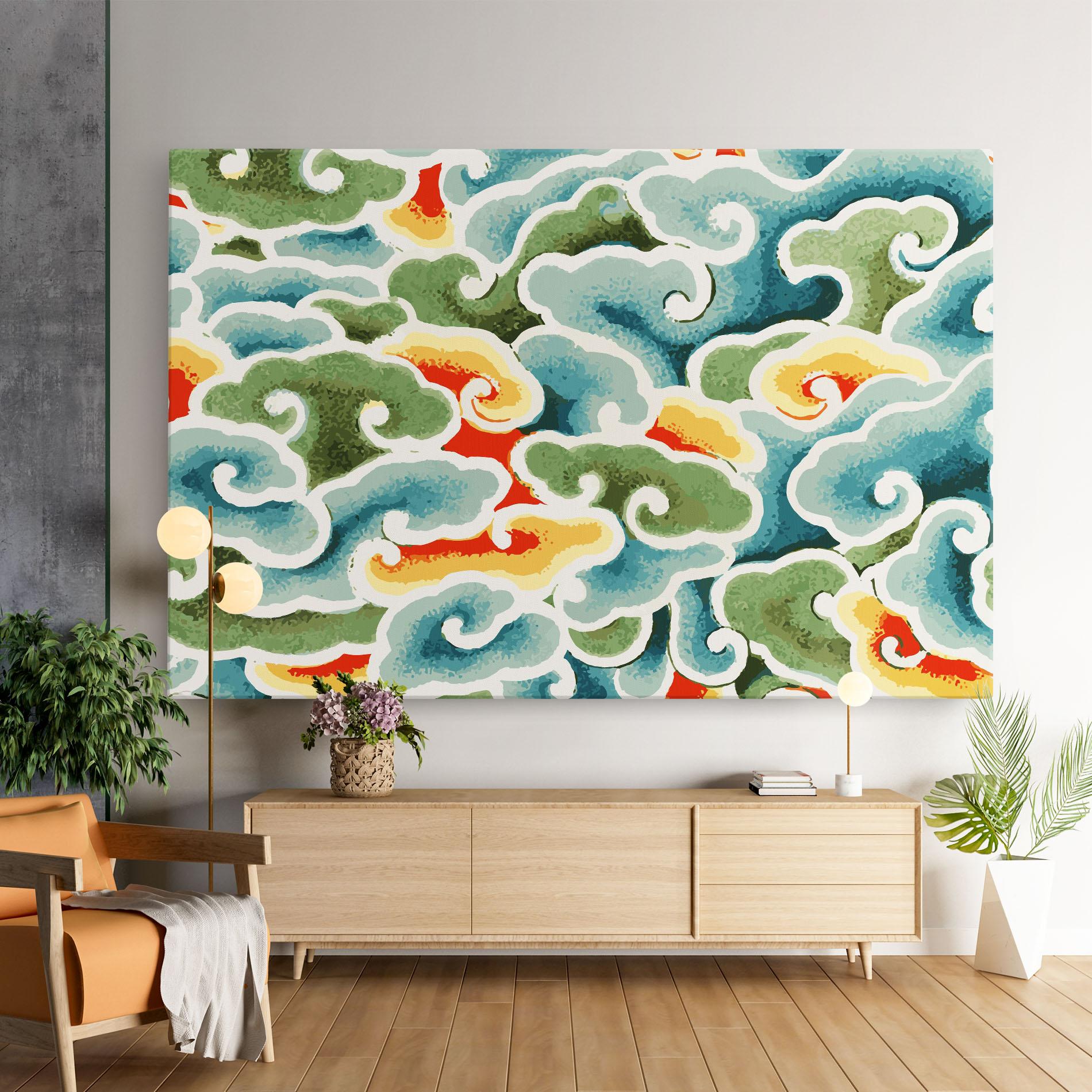 Leinwandbild Green Blue Clouds mockup 9