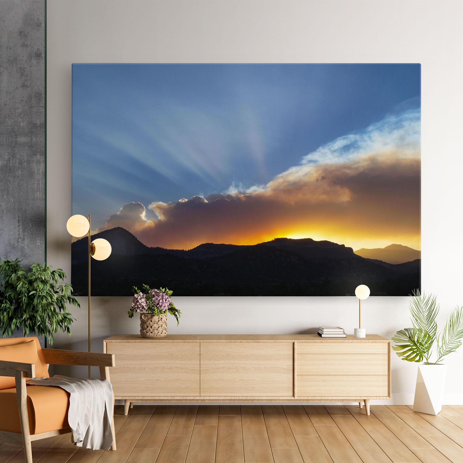 Leinwandbild Mountain Silhouette Sunrise mockup 9