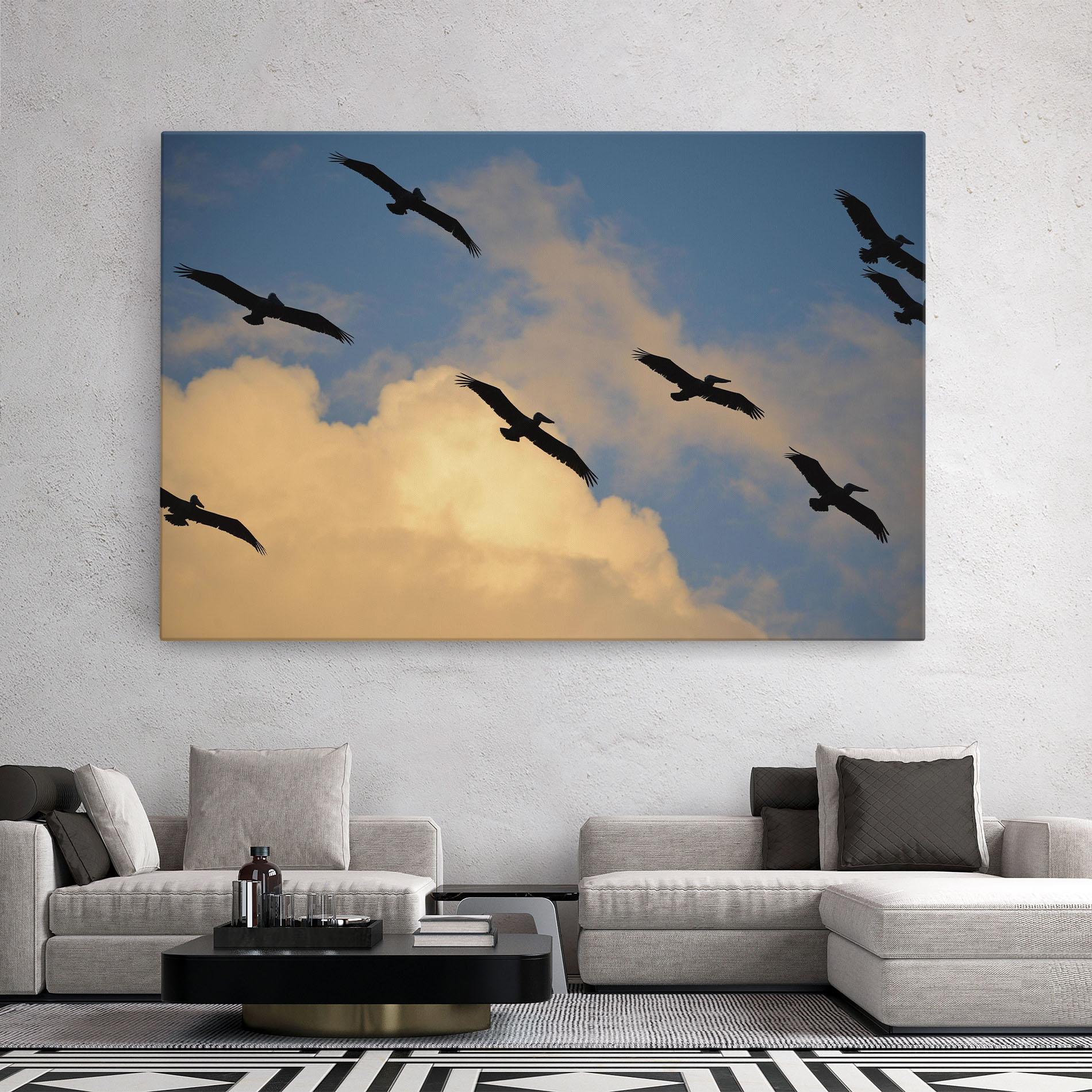 Leinwandbild Bird Shilouette Cloud mockup 2