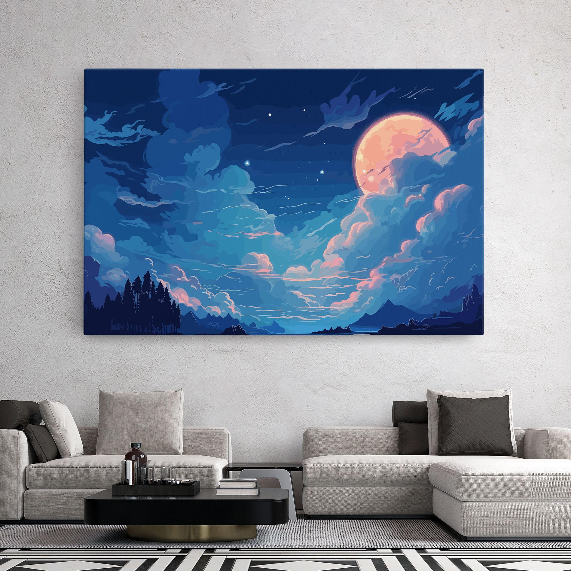 Leinwandbild Blue Cloud Moon mockup 2