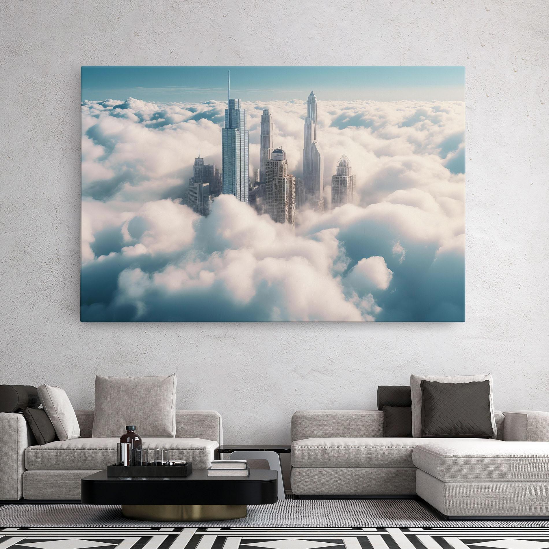 Leinwandbild City Above Clouds mockup 2