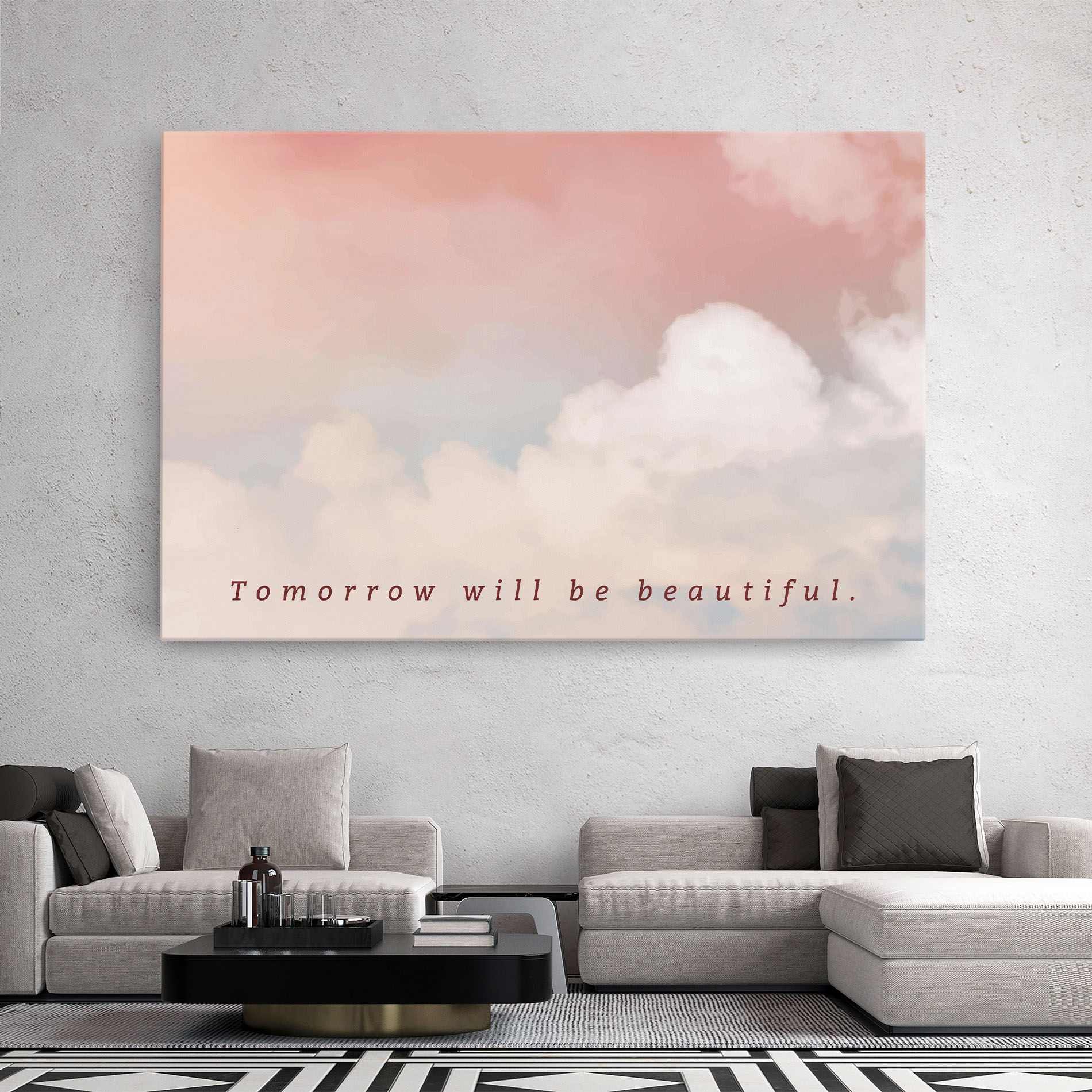 Clouds Text Pink Blue mockup 2