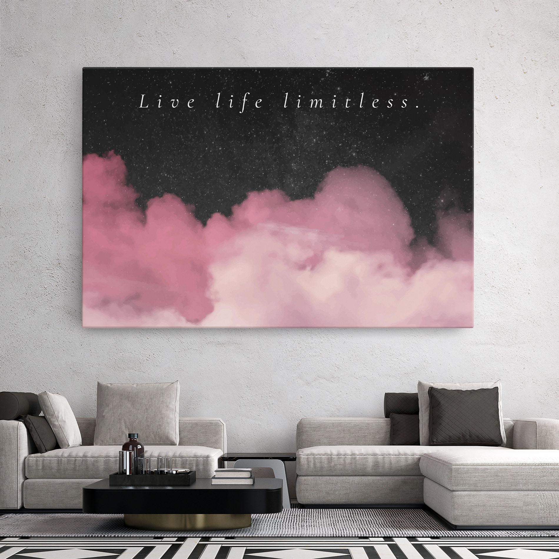 Leinwandbild Clouds Text Pink mockup 2