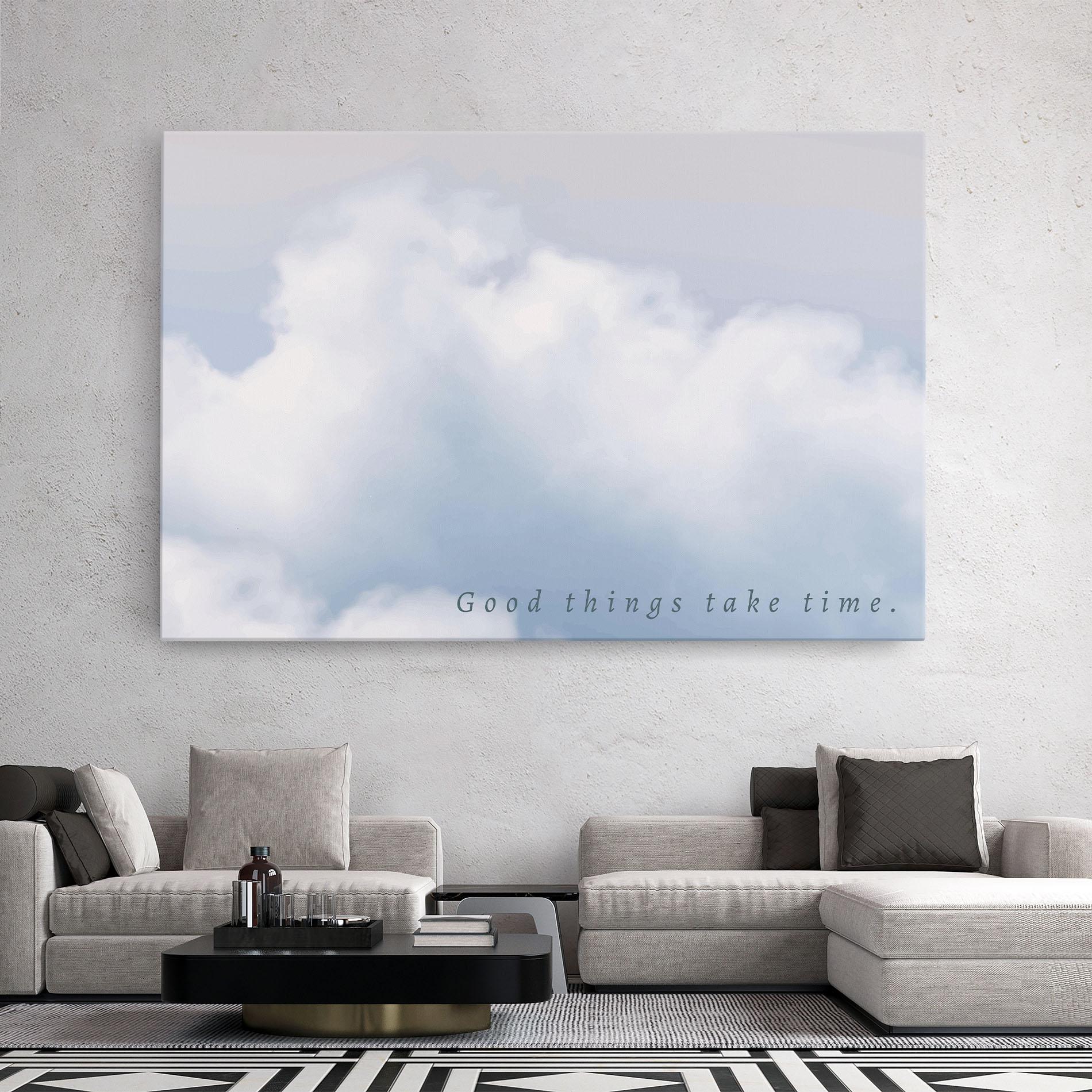 Leinwandbild Clouds Text White mockup 2