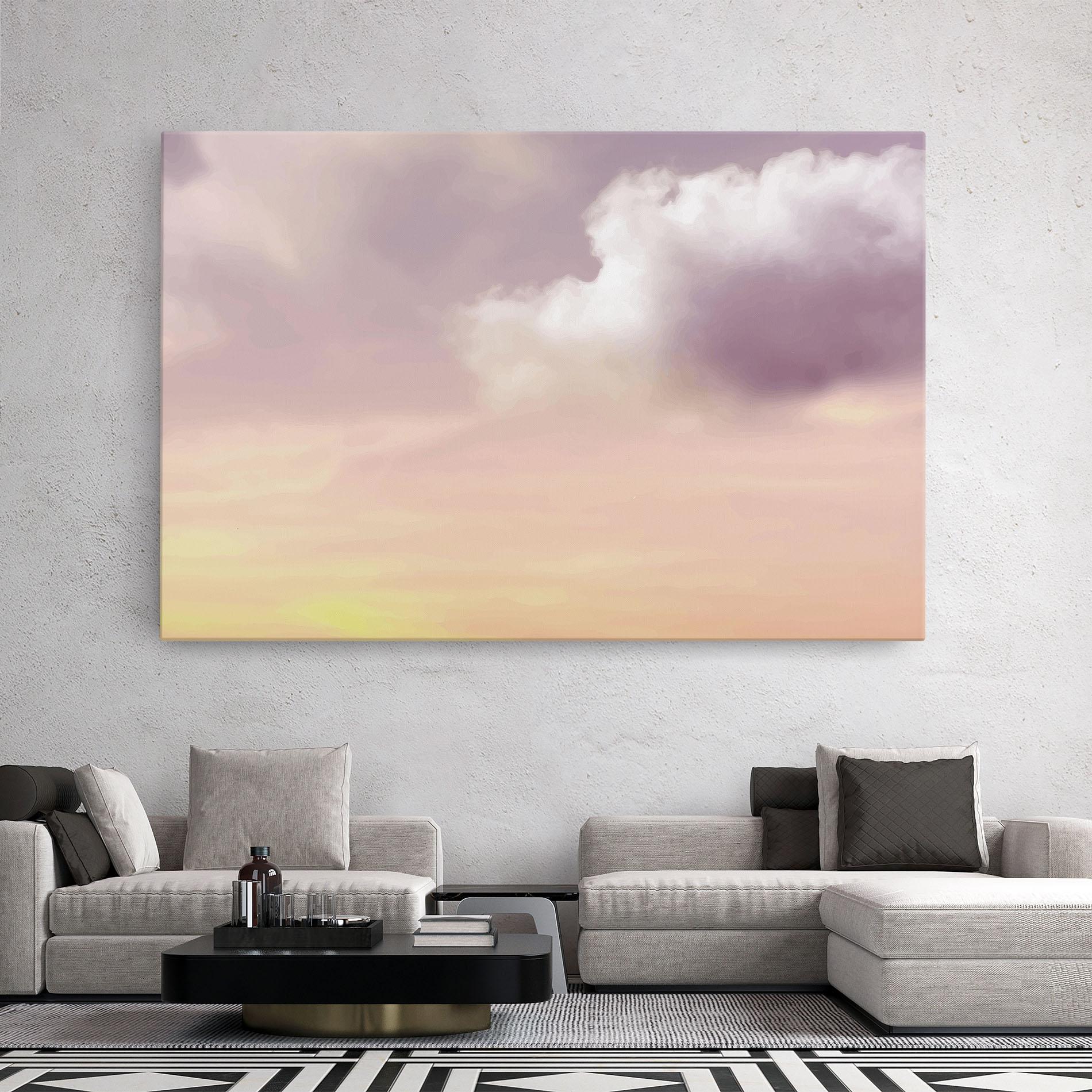 Leinwandbild Clouds Watercolor Cream mockup 2