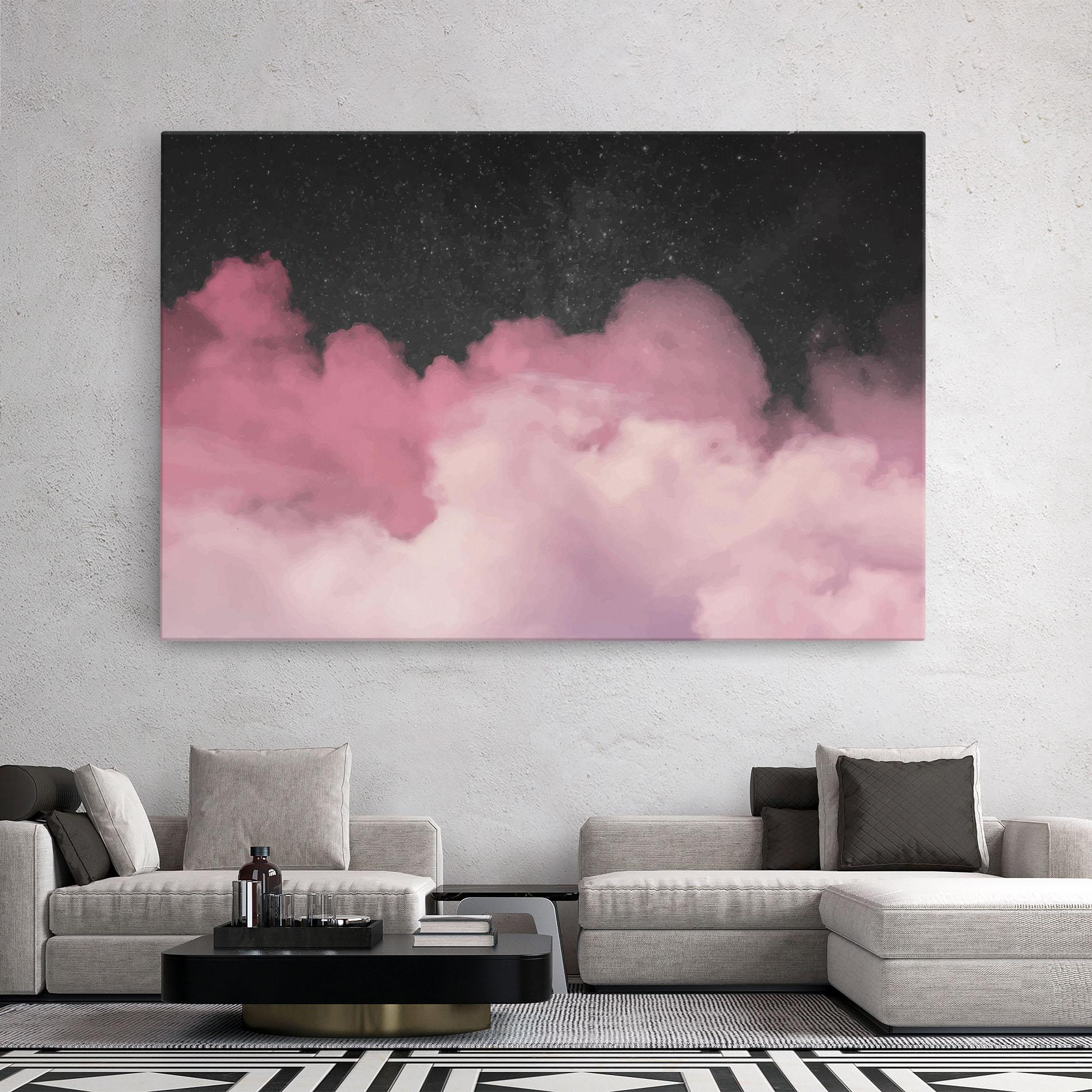 Leinwandbild Clouds Watercolor Purple mockup 2