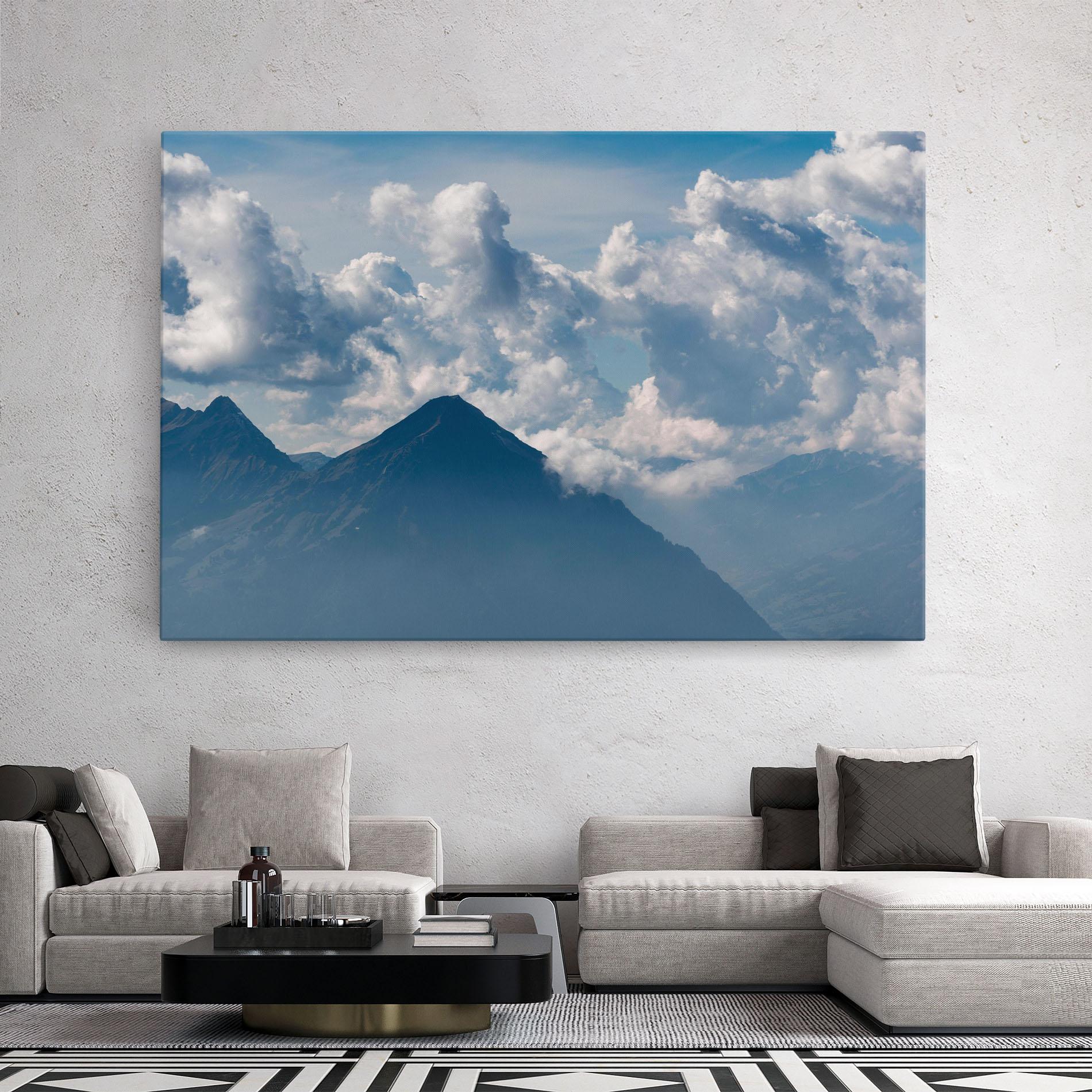 Leinwandbild Cloudy View Mountain mockup 2