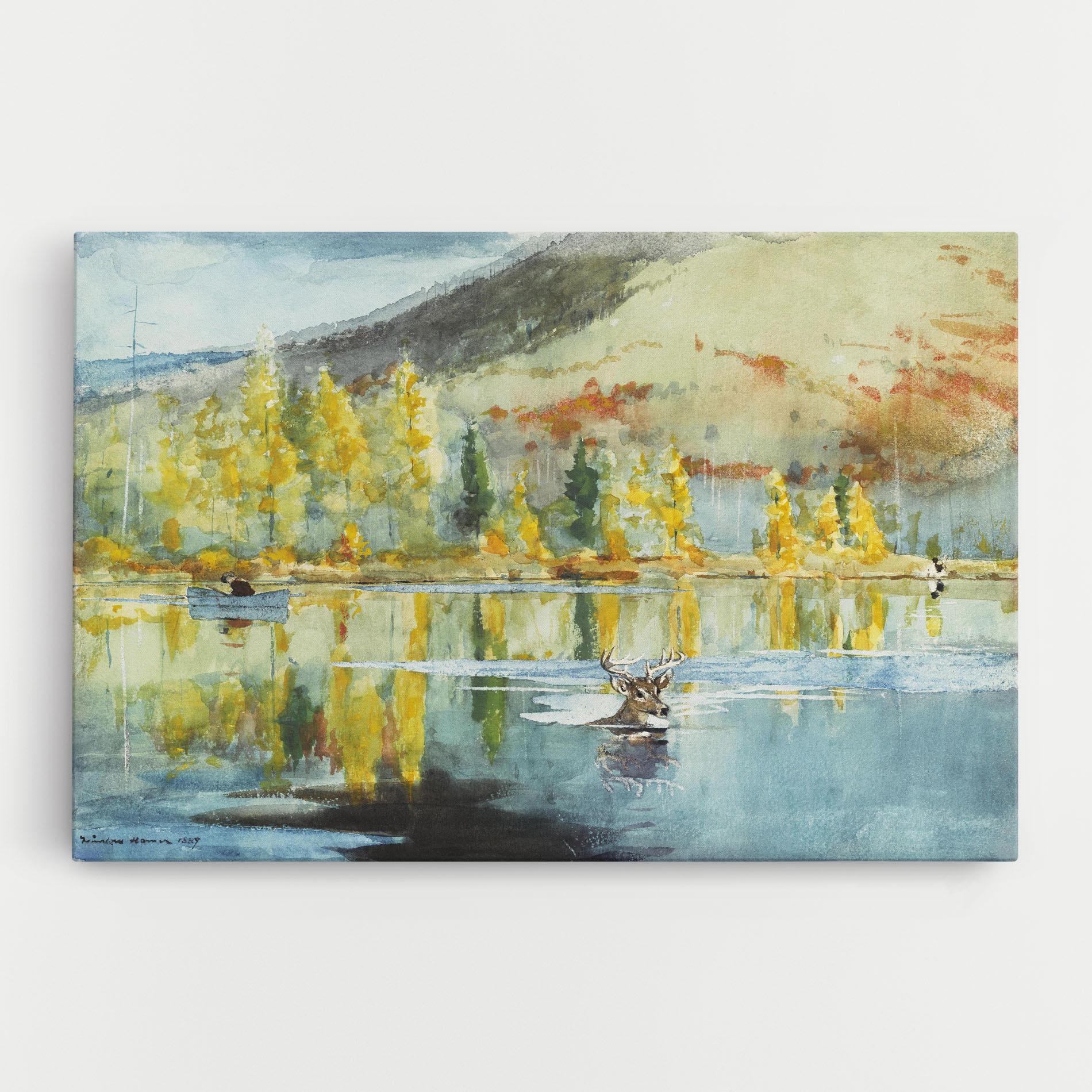 Leinwandbild Trees Painting Lake mockup 0