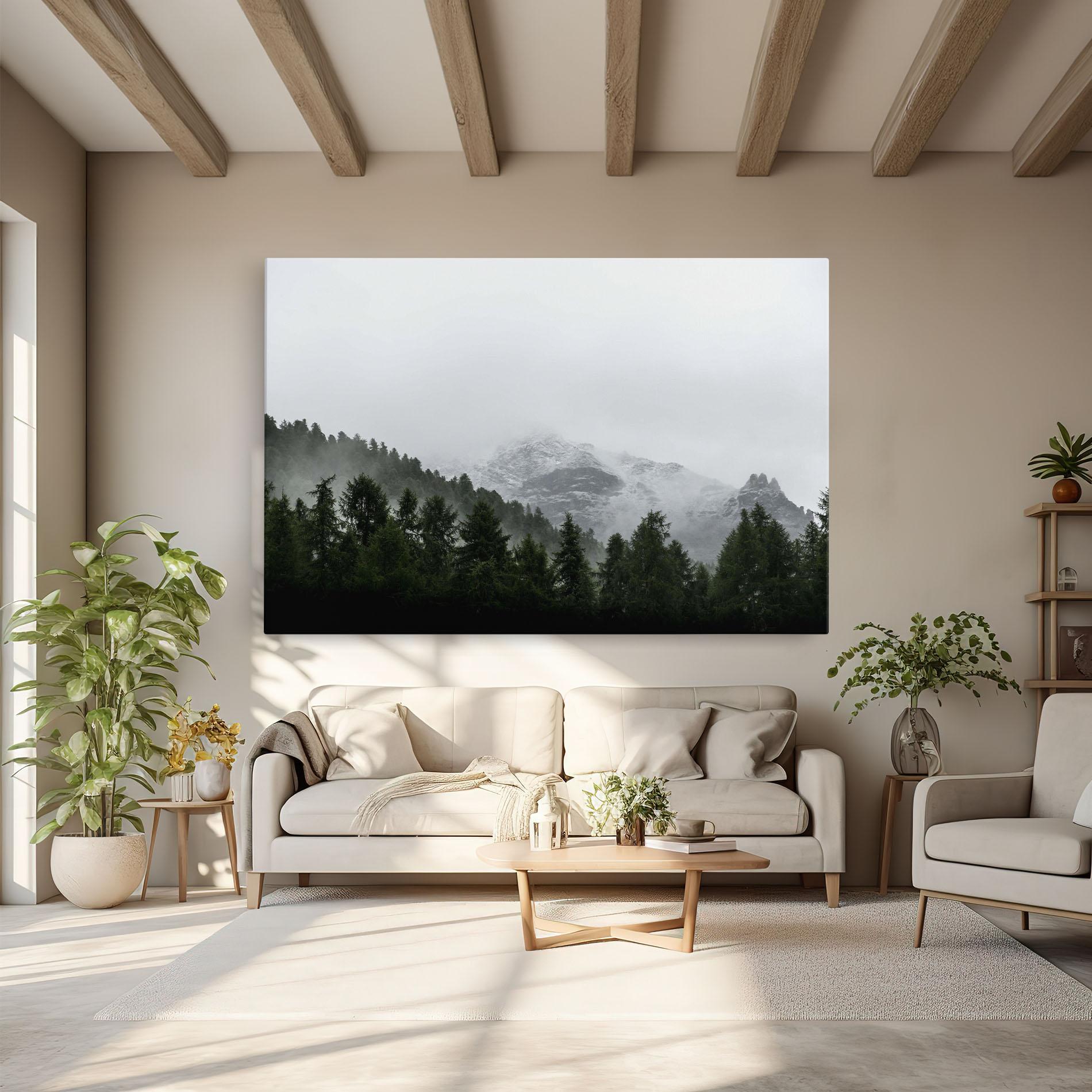 Leinwandbild Foggy Mountain Forest mockup 6