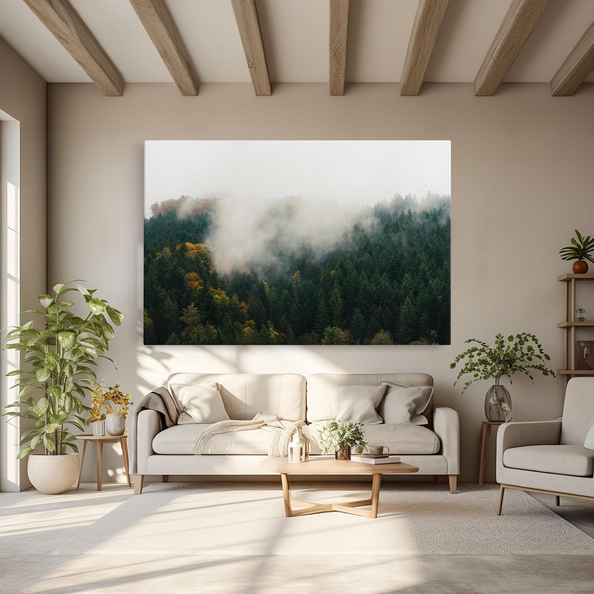 Leinwandbild Foggy Tree Forest mockup 6