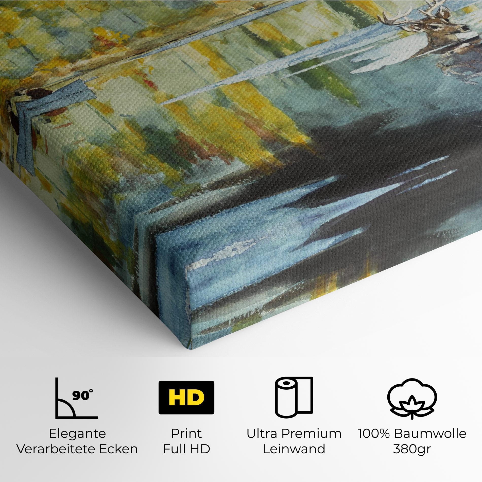 Leinwandbild Trees Painting Lake mockup 4