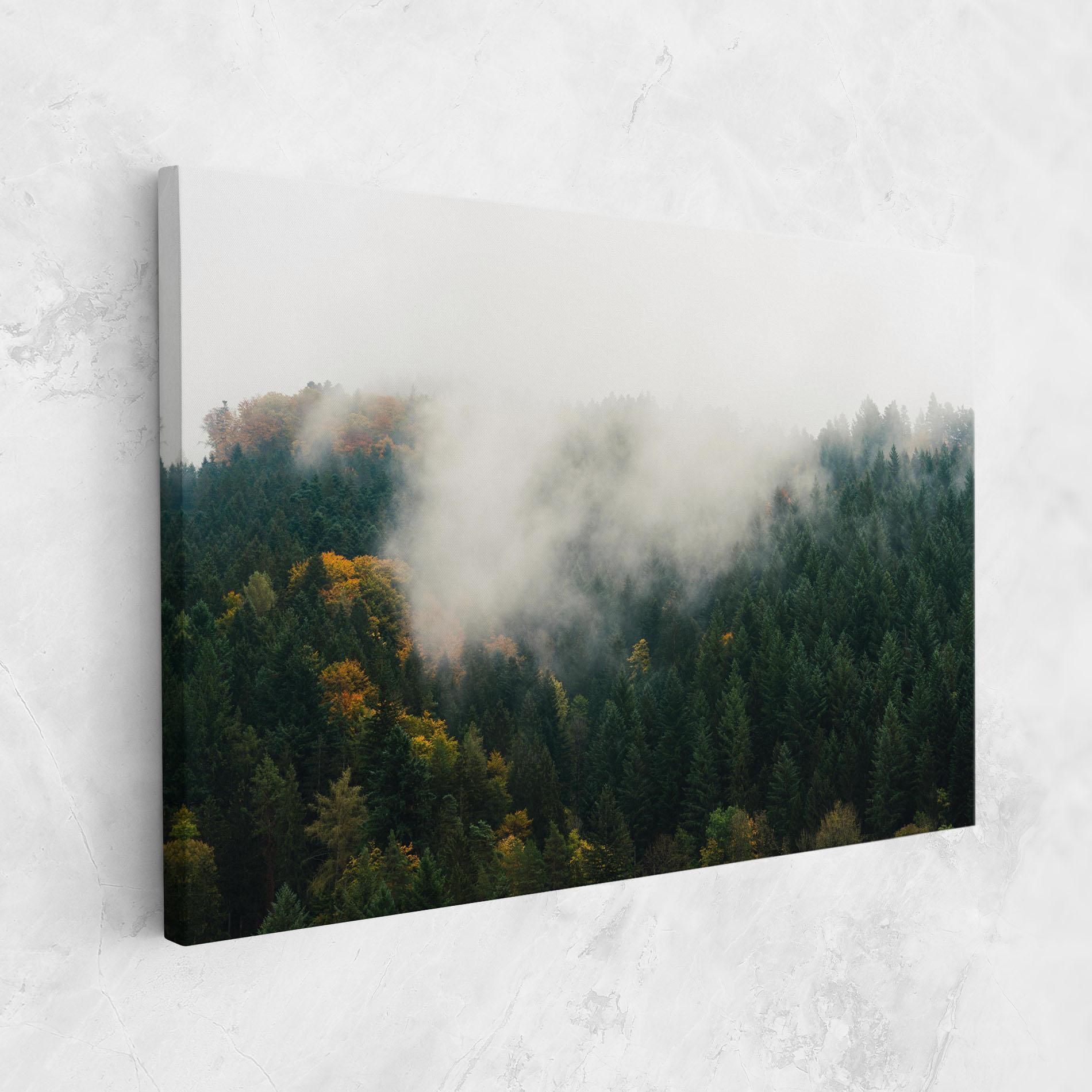 Leinwandbild Foggy Tree Forest mockup 1