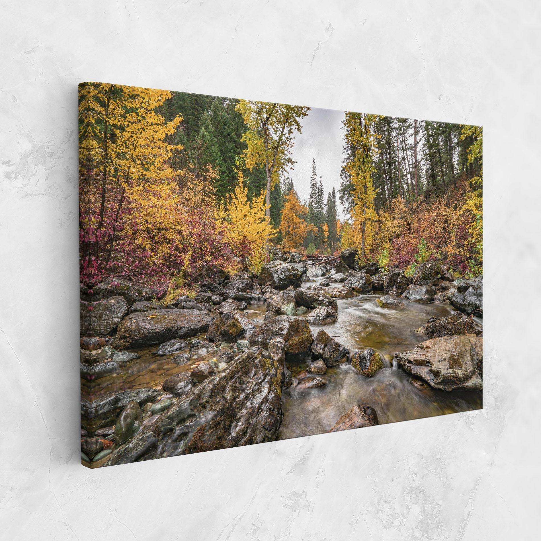 Leinwandbild Forest Lake Rocks mockup 1