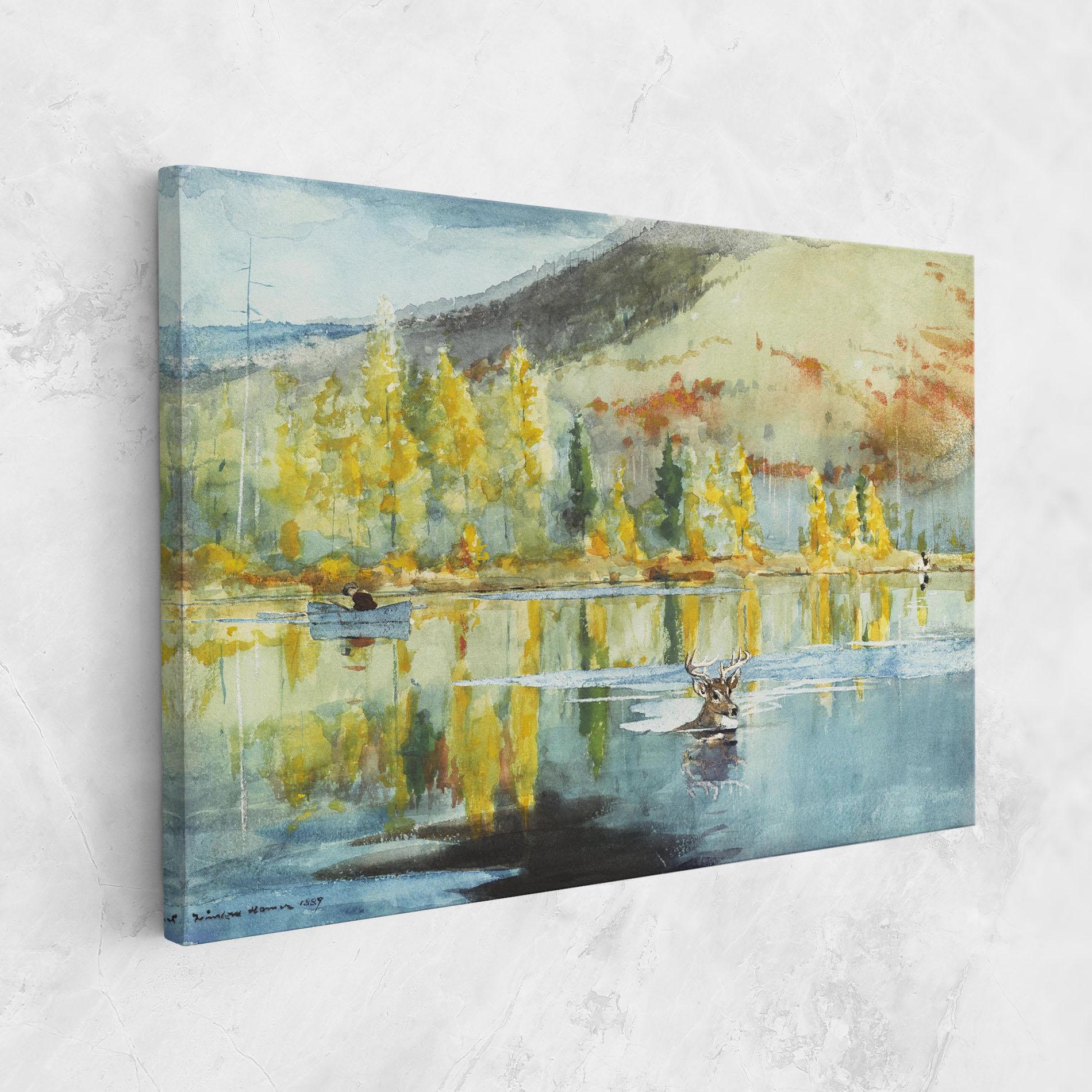 Leinwandbild Trees Painting Lake mockup 1