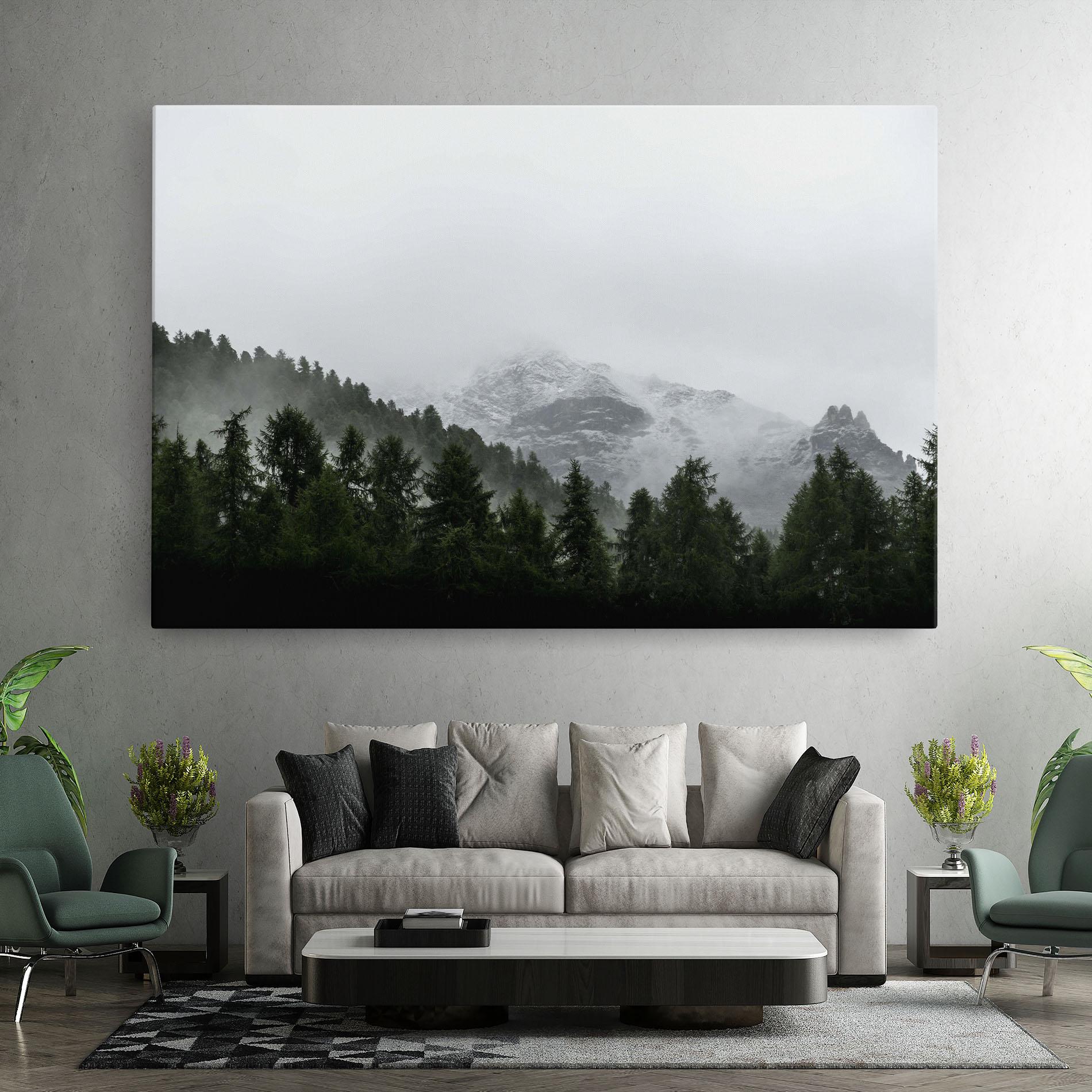 Leinwandbild Foggy Mountain Forest mockup 7