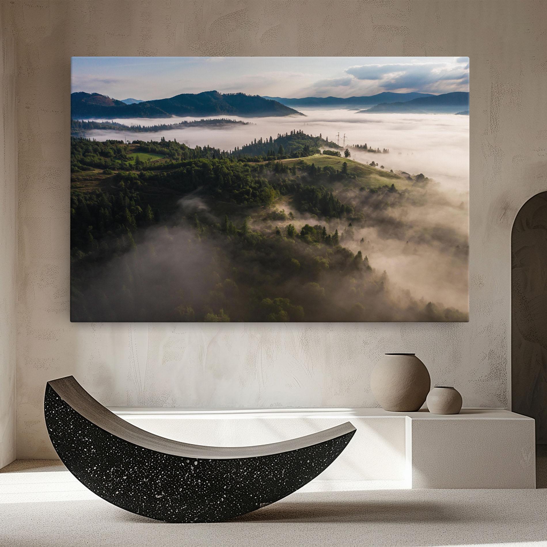 Leinwandbild Foggy Forest View mockup 8