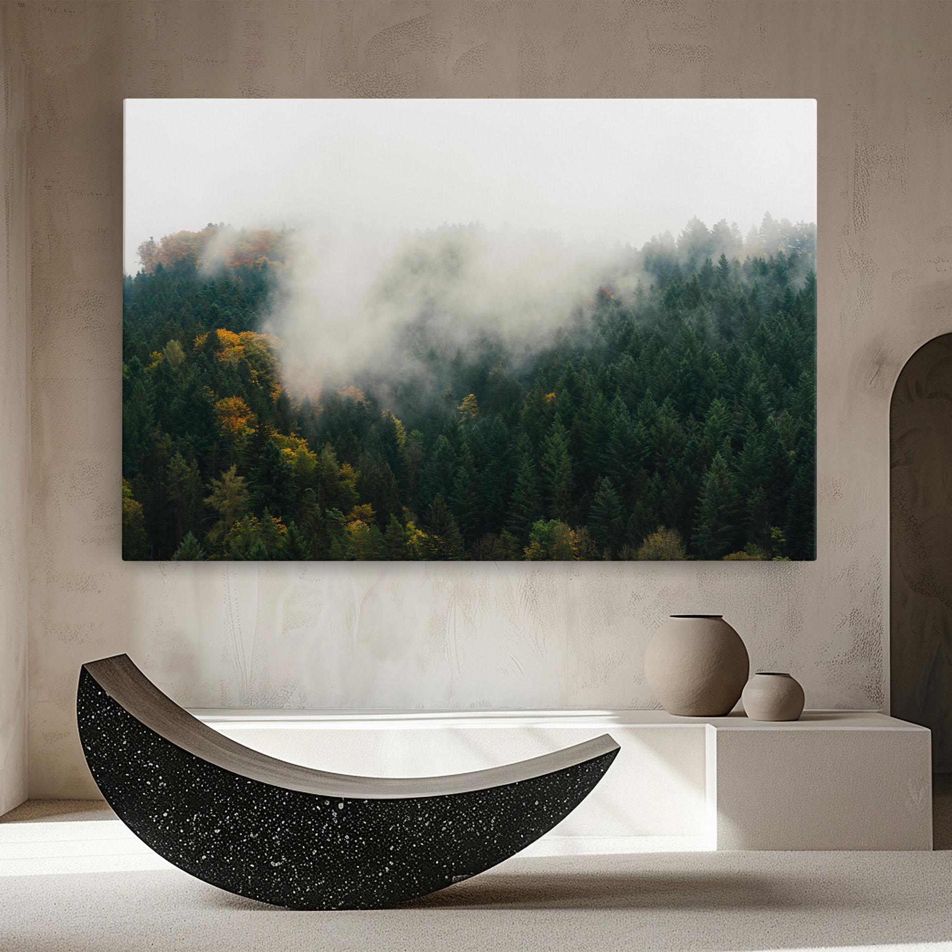 Leinwandbild Foggy Tree Forest mockup 8