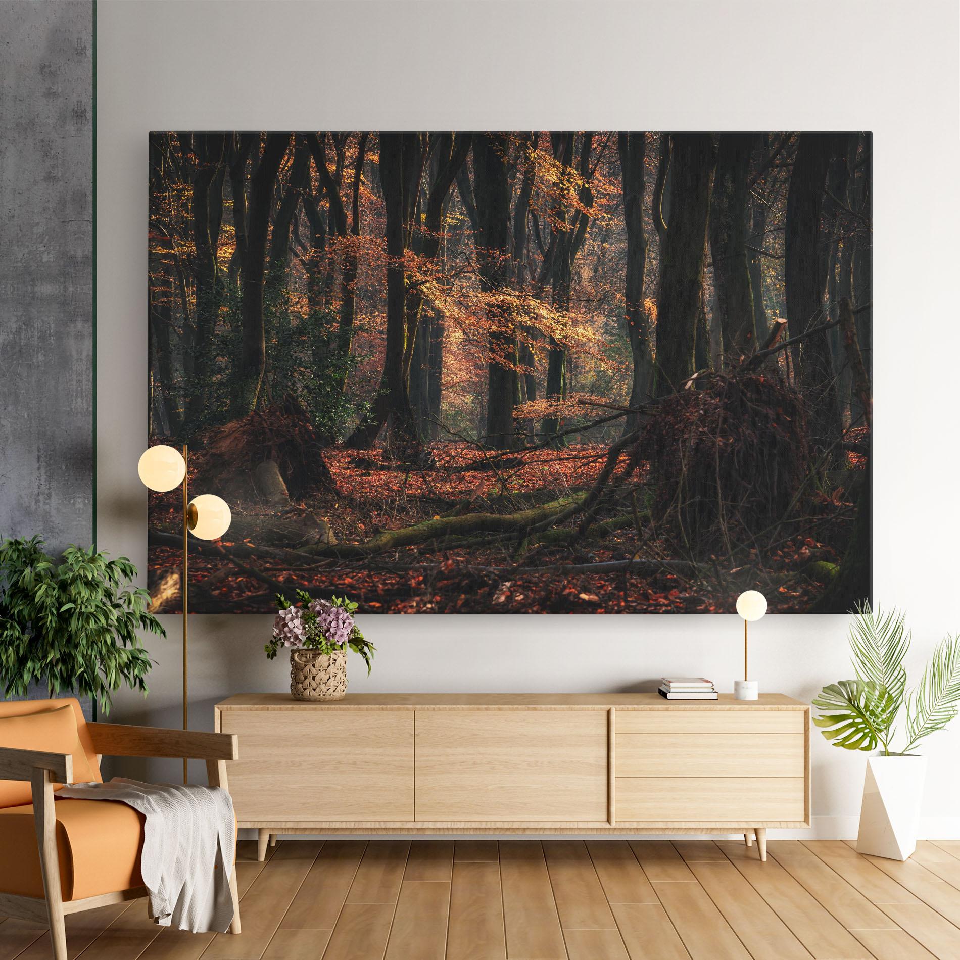 Leinwandbild Autumn Forest Trees mockup 9