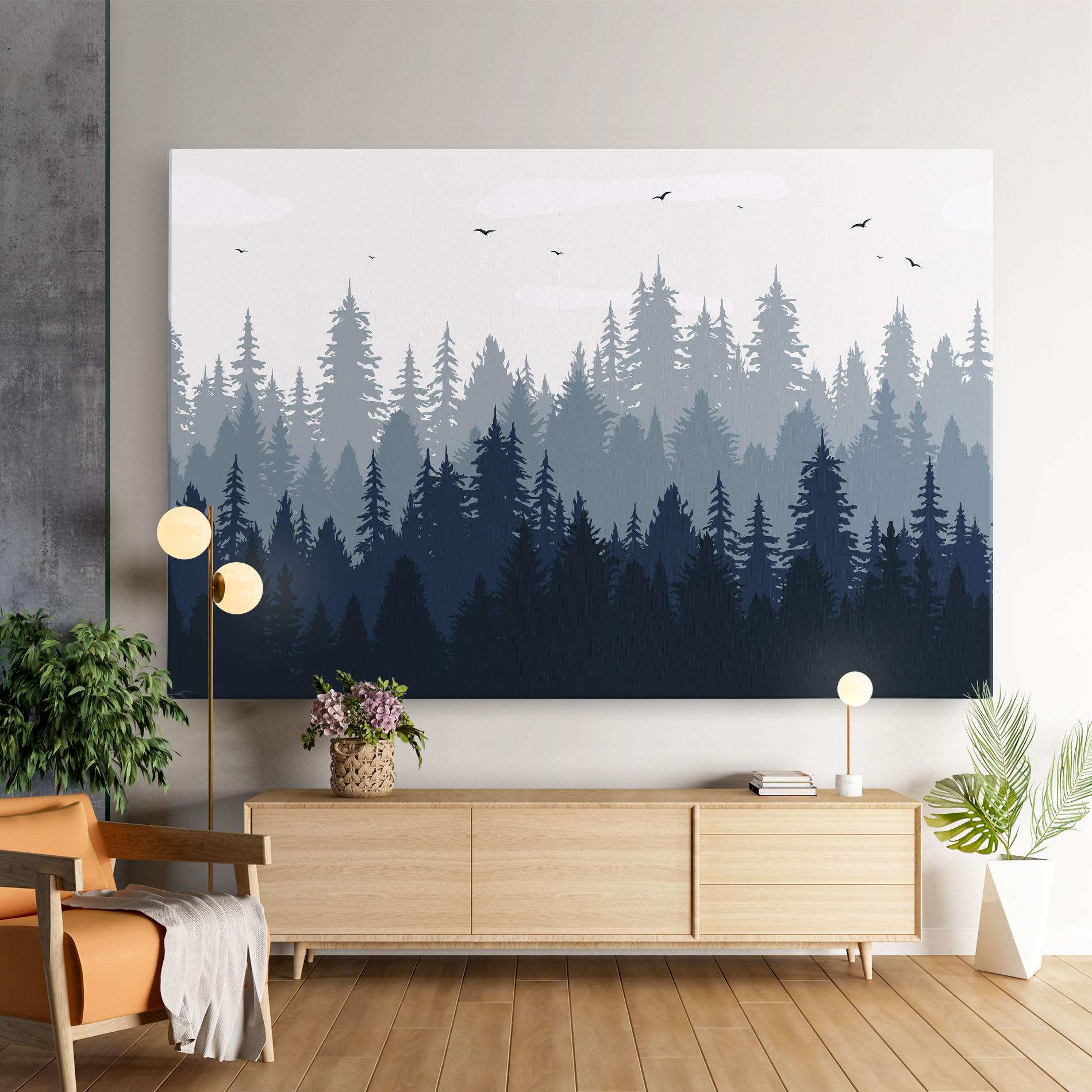 Leinwandbild Foggy Blue Forest mockup 9